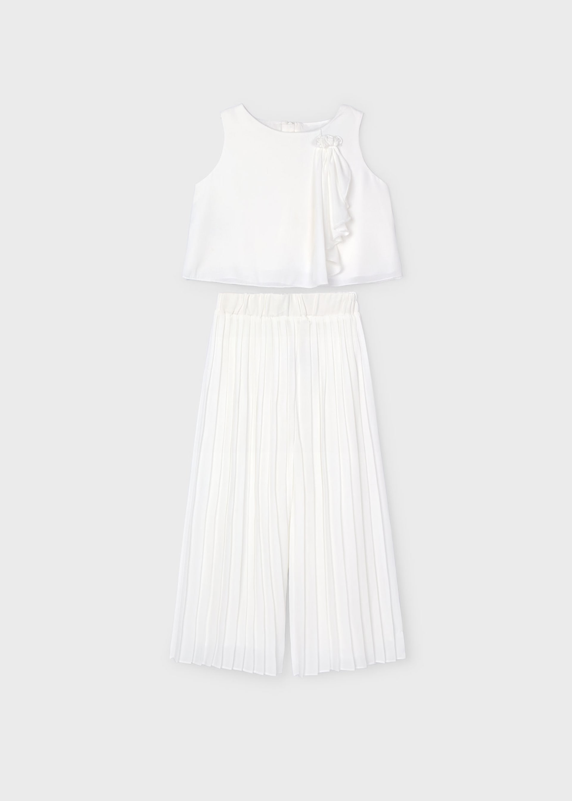 Completo pantalone crêpe plissettato bambina