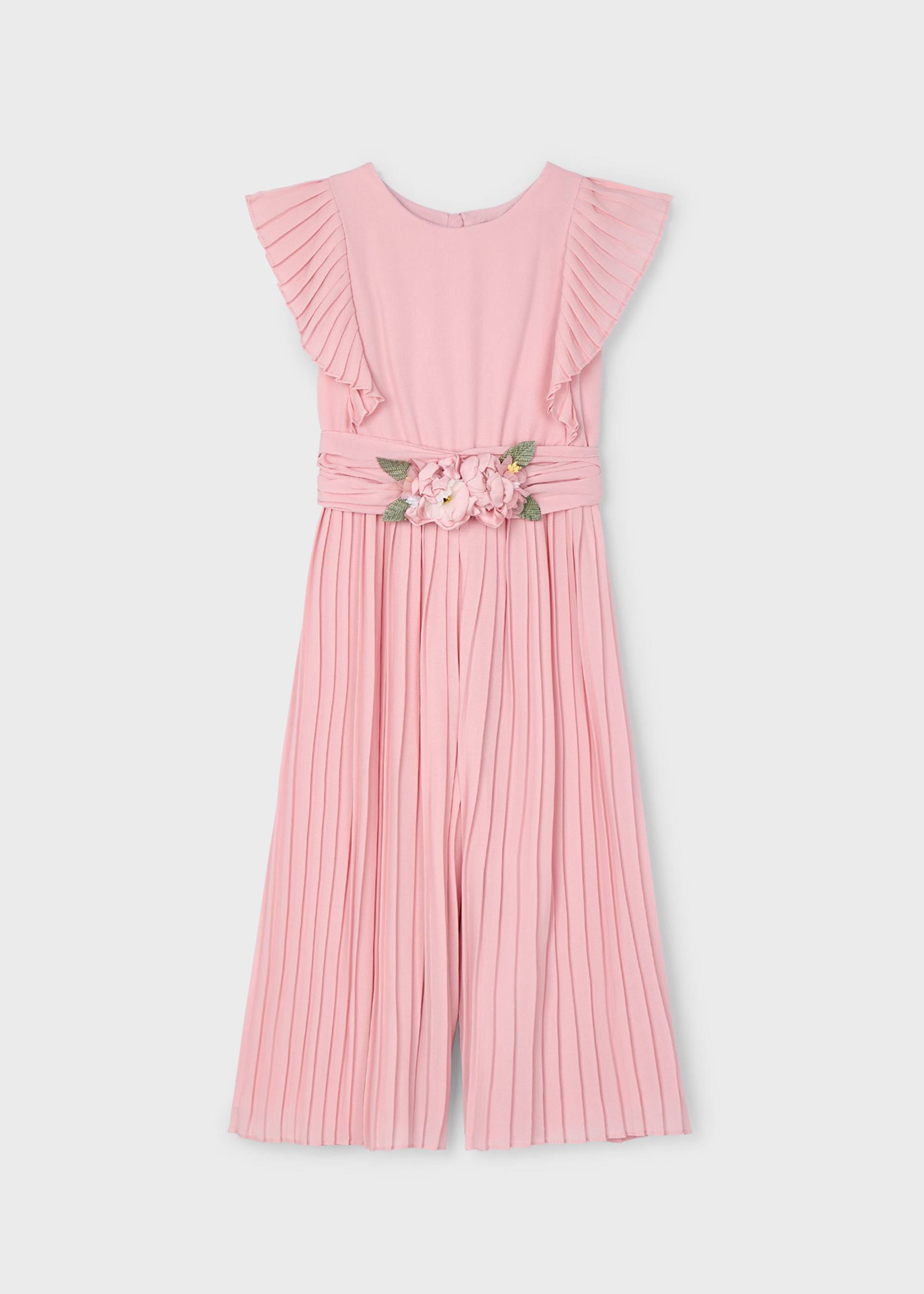 Combinaison plissée en mousseline de soie fille