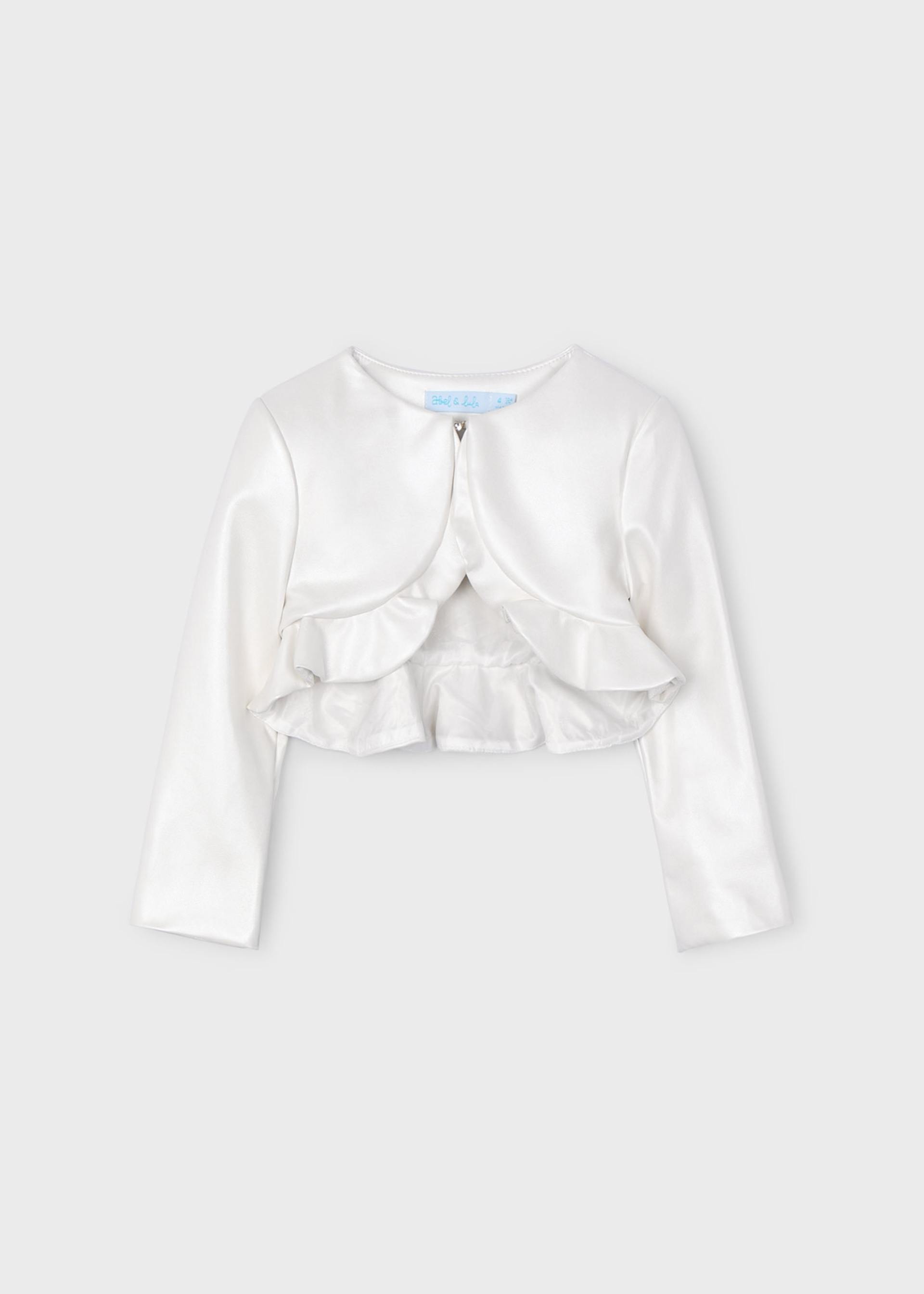 Girl Pearl Ruffle Cardigan
