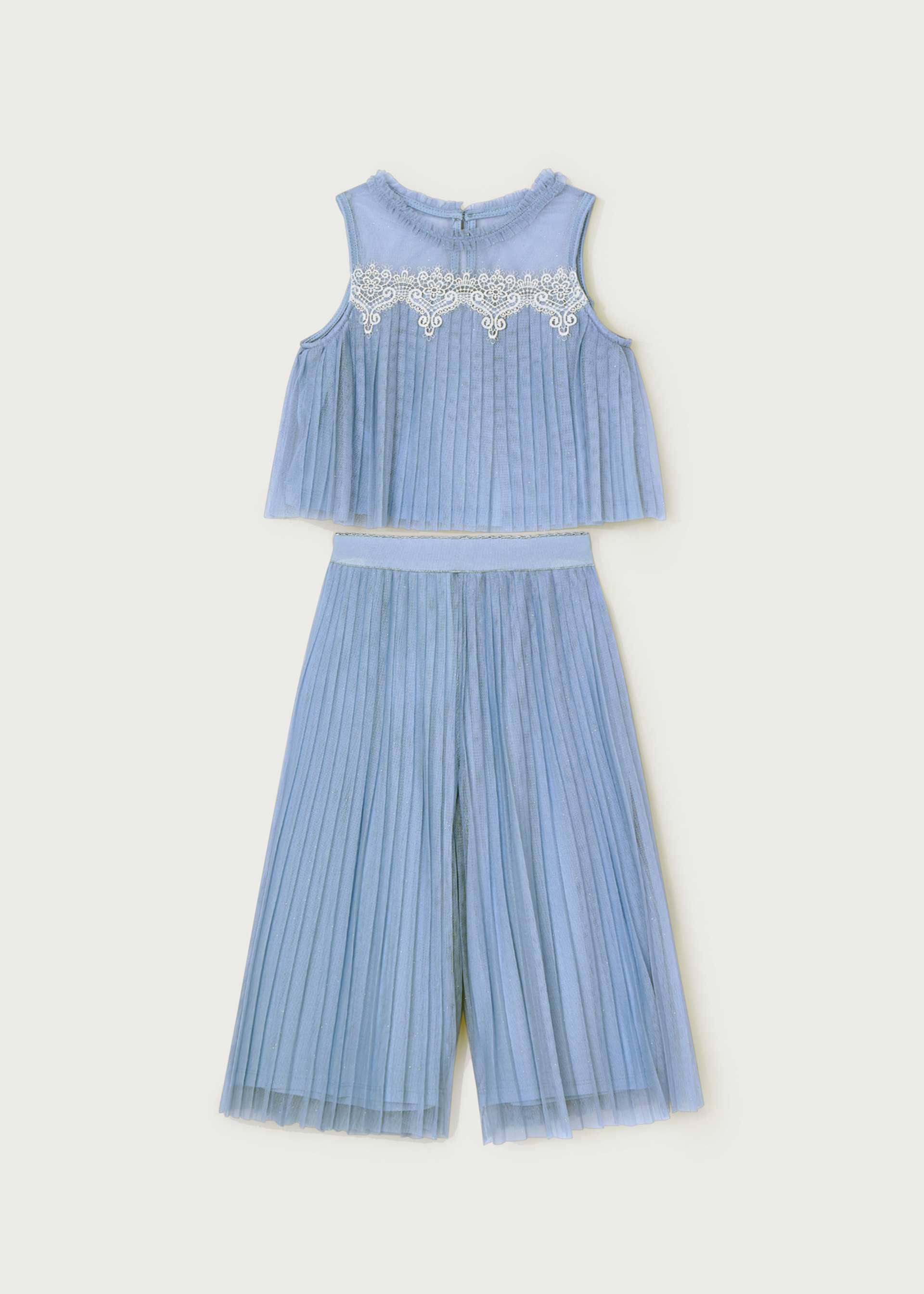 Conjunto calças tule plissado menina