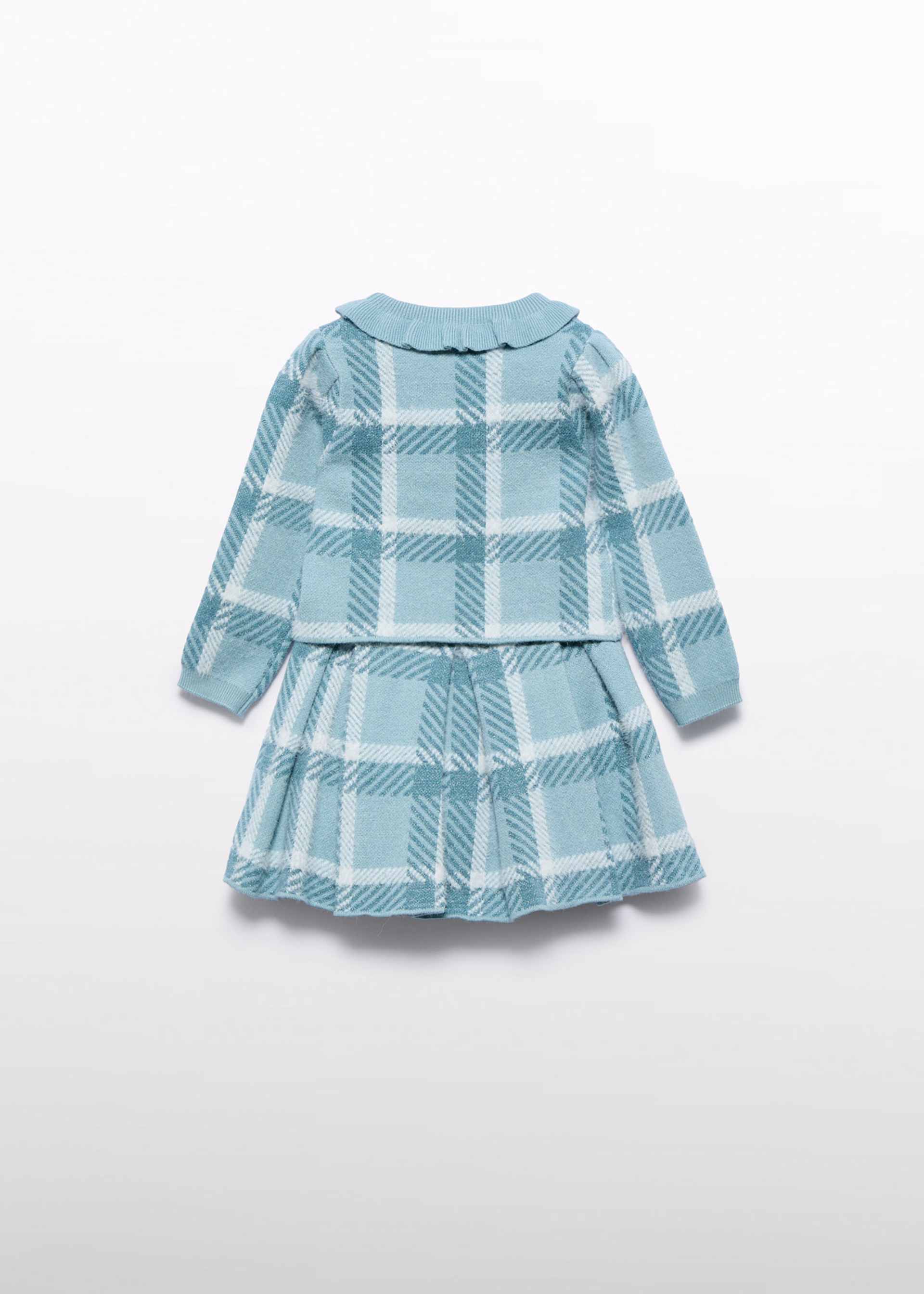 Conjunto saia tricô quadrados bebé menina