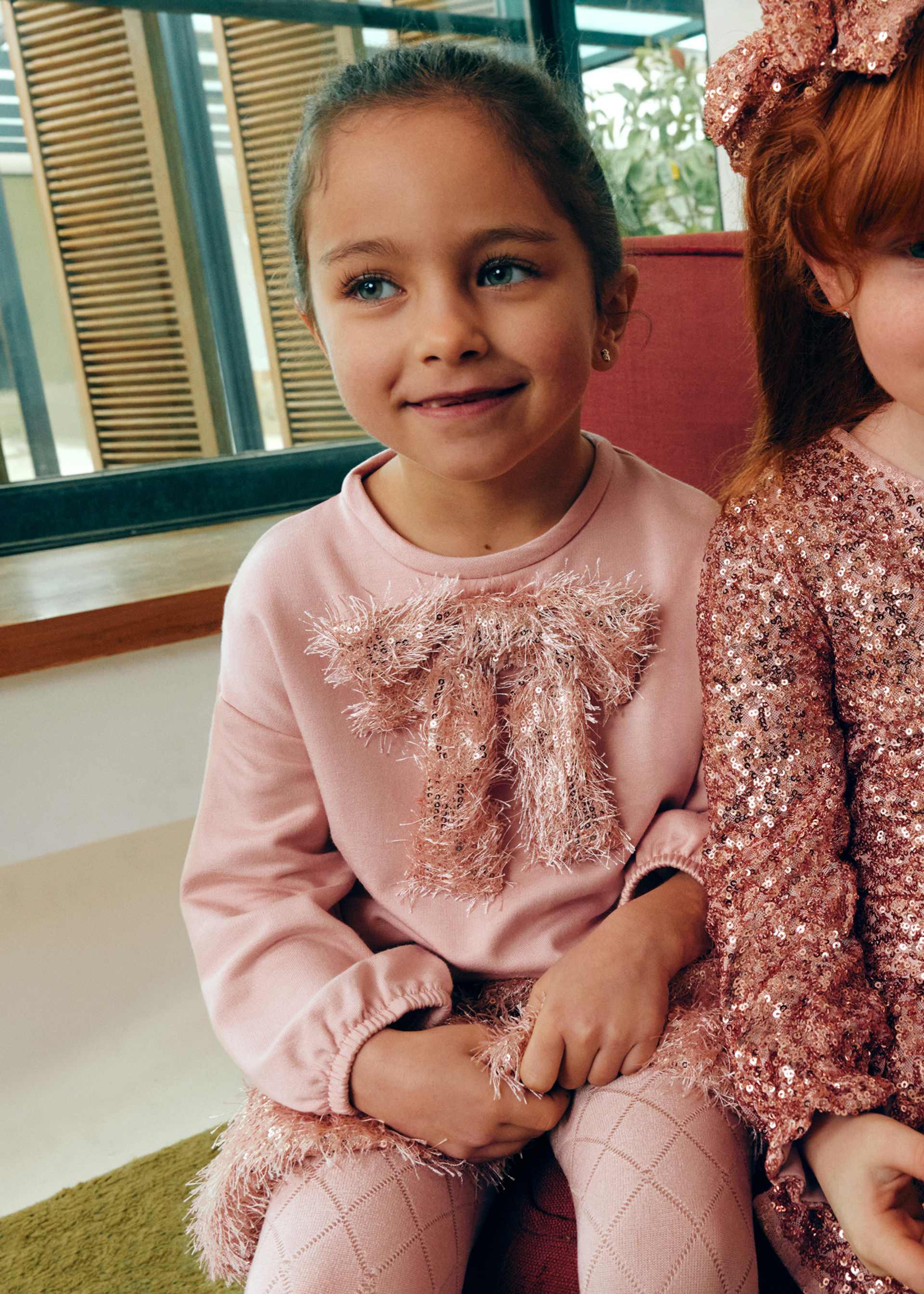 girls sequined fringed skirt set