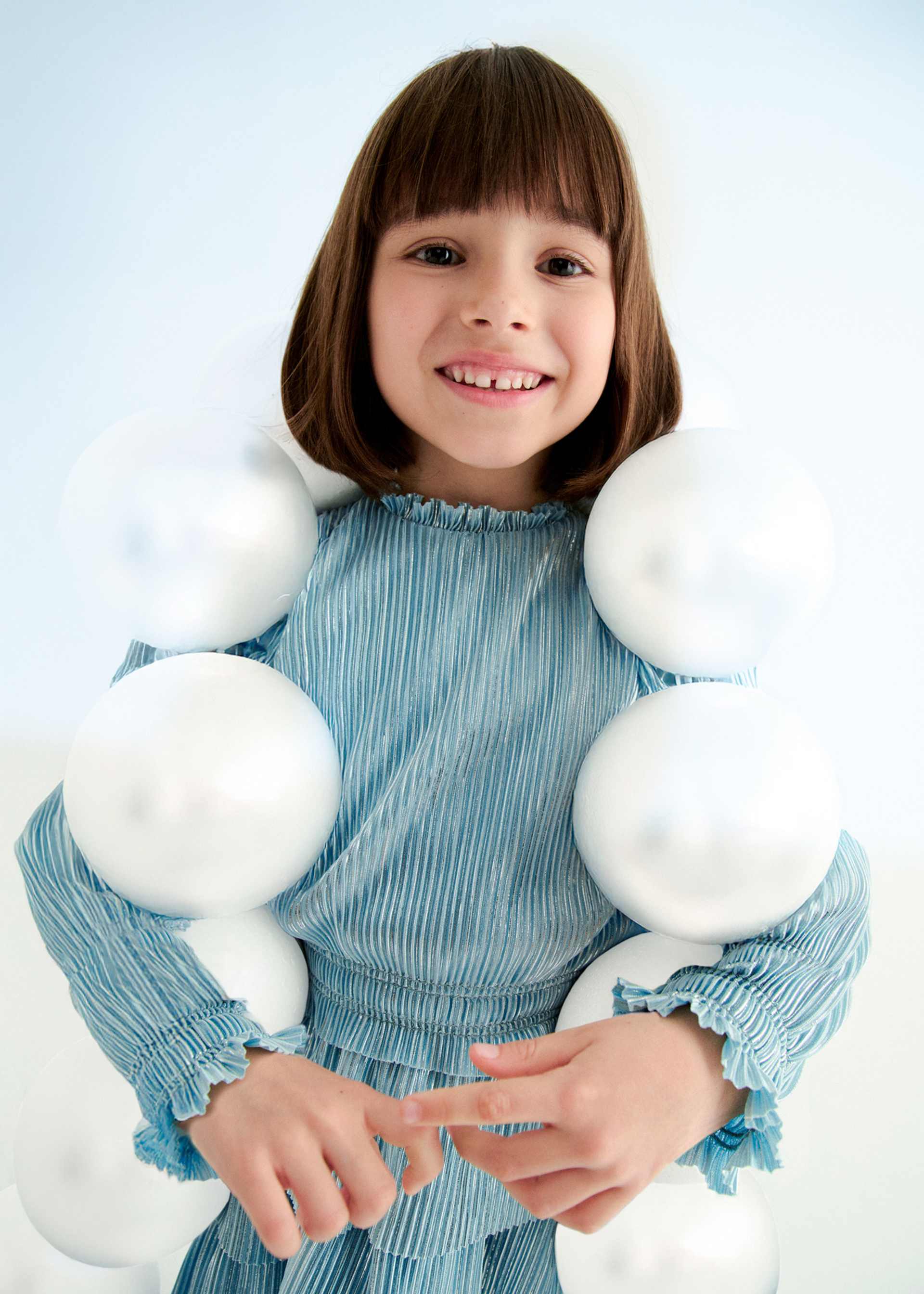 girls shiny pleated skirt set