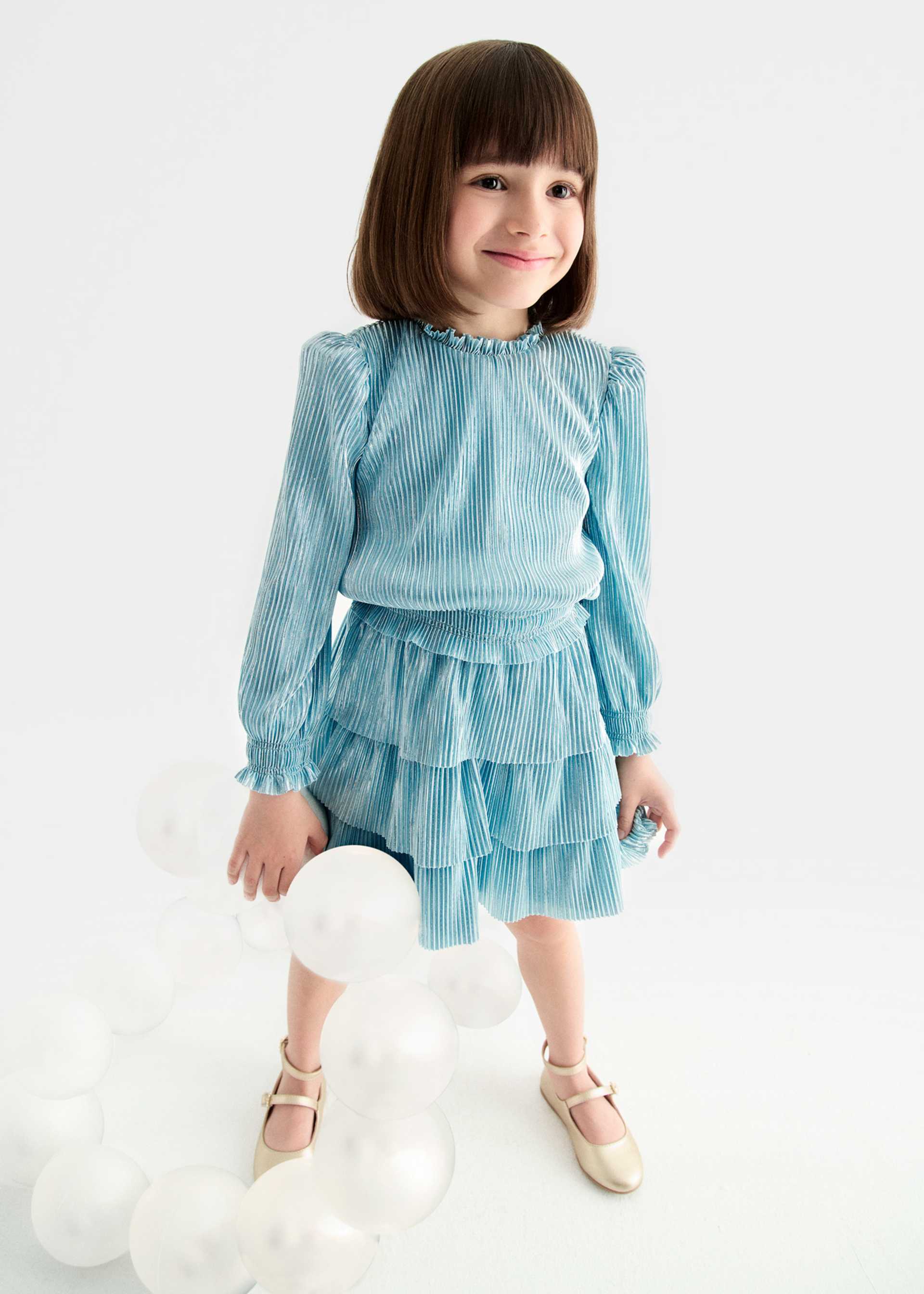 Girl Pleated Knit Skirt Set