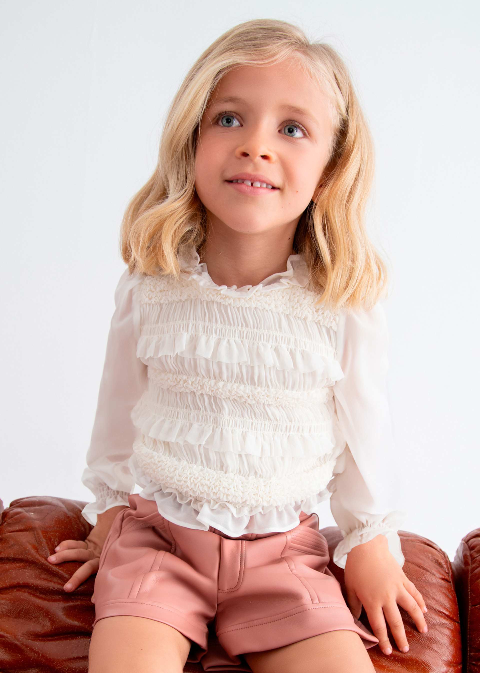 Girl Chiffon Smocked Blouse