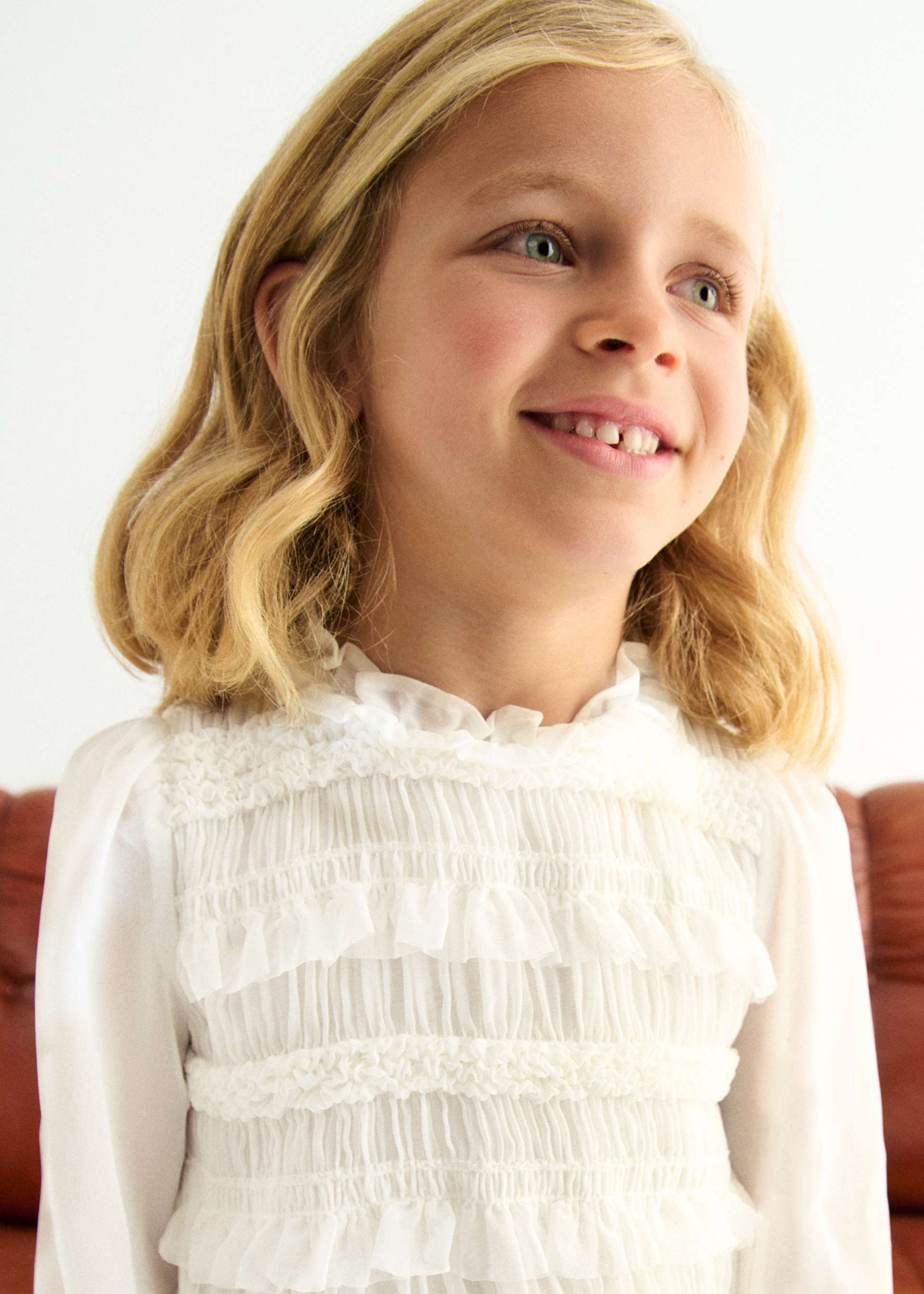 Blusa gasa nido de abeja niña