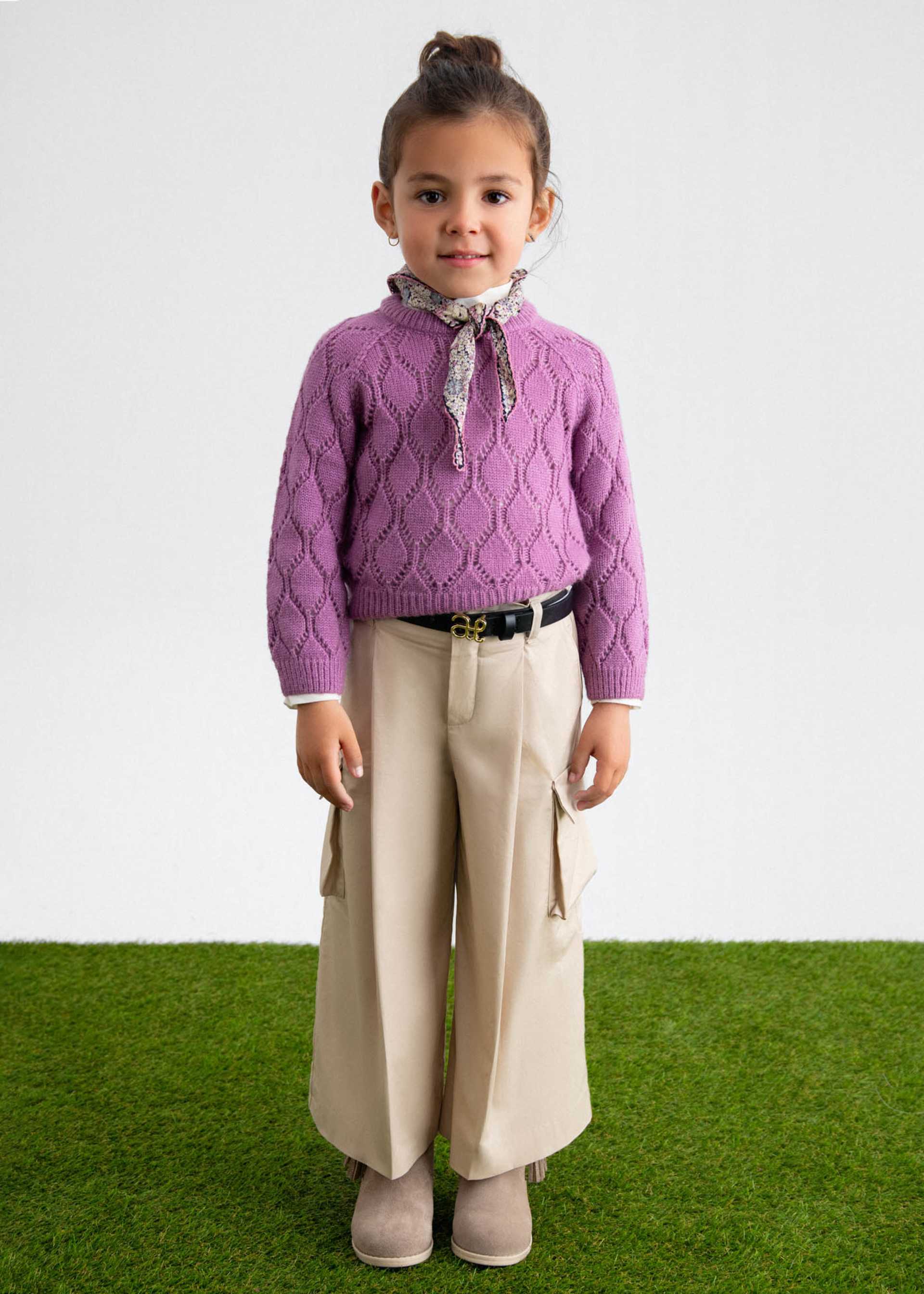 girls cargo culotte trousers with belt