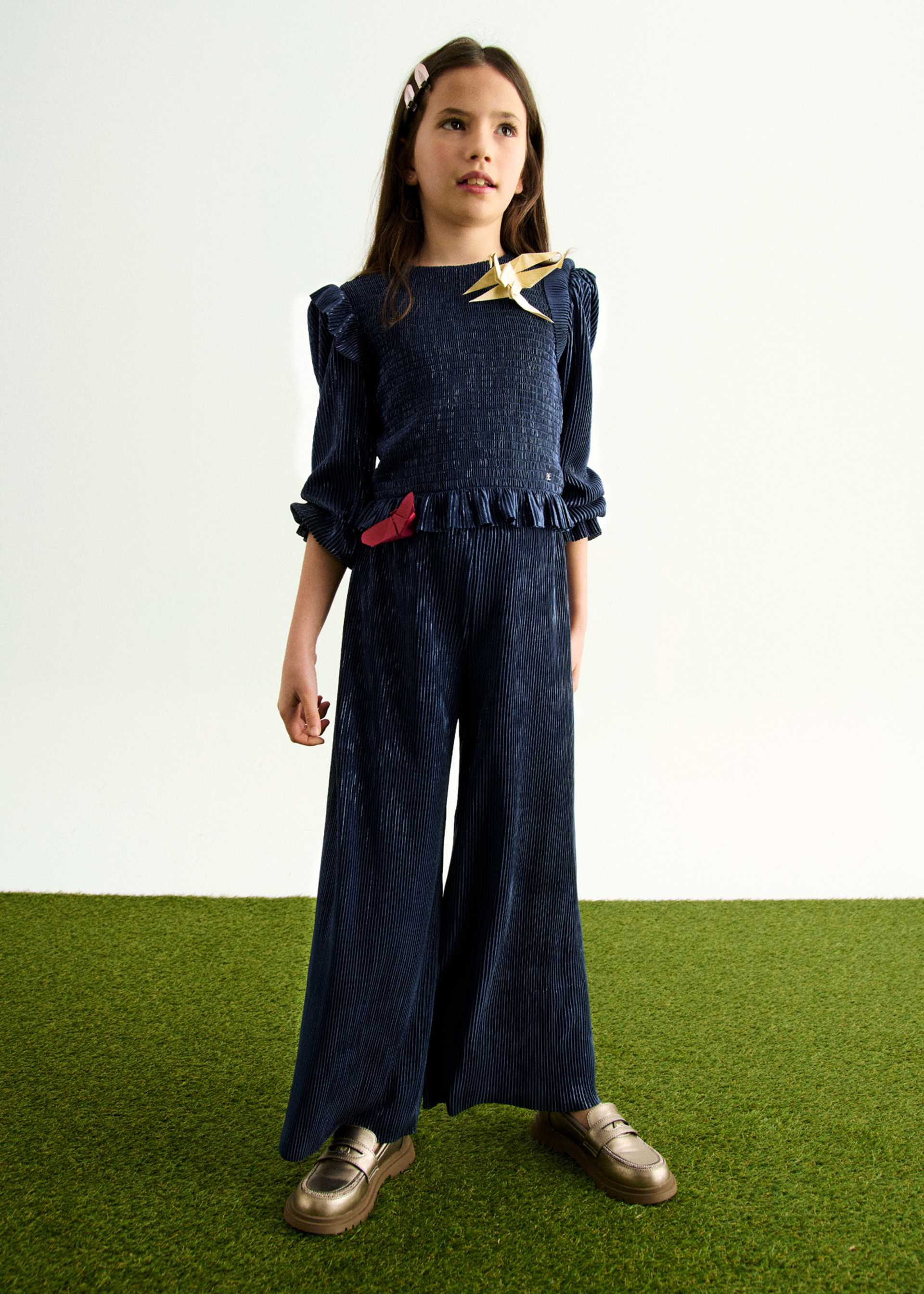 Conjunto pantalón punto plisado brilli niña