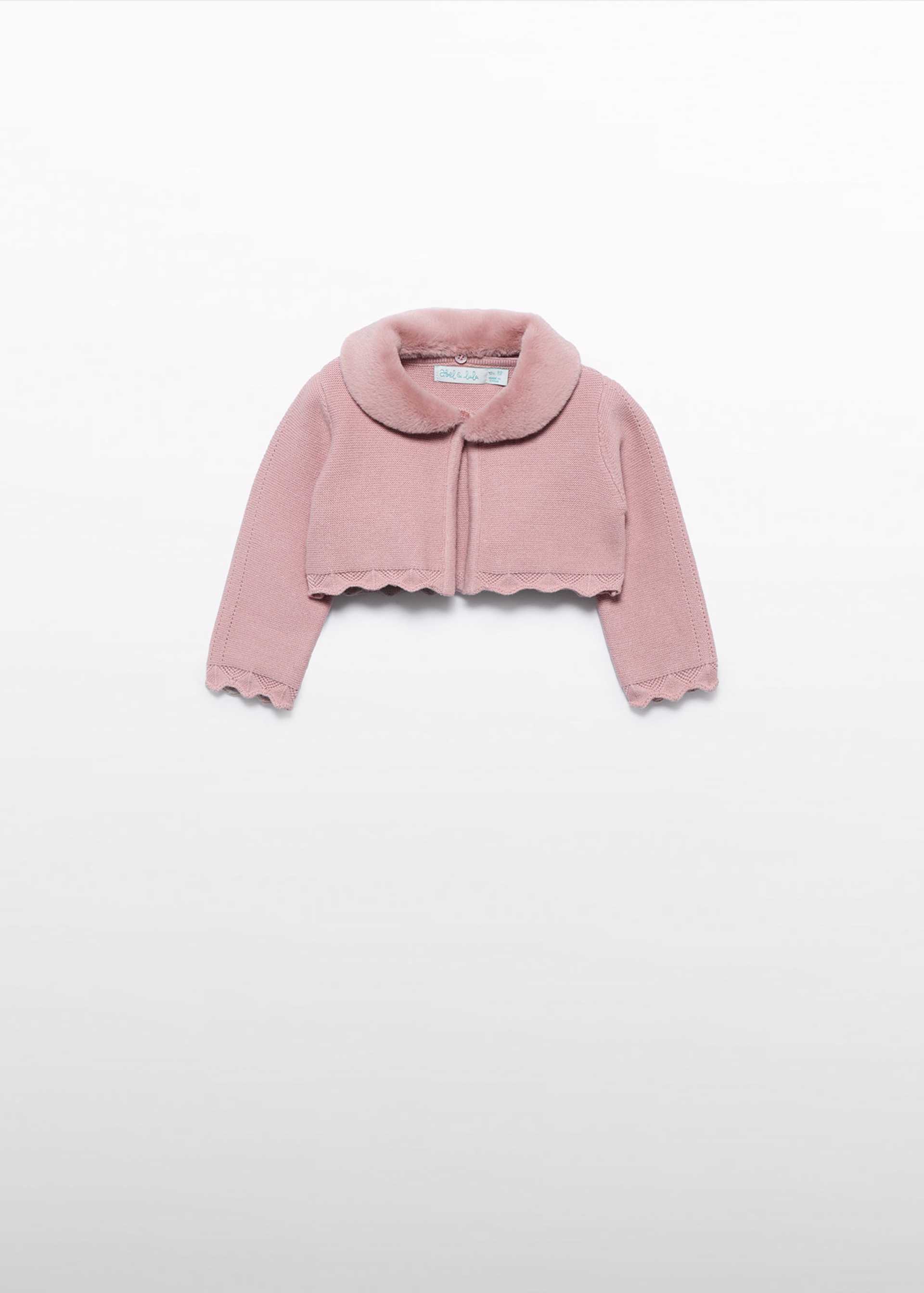 Baby girls knitted cardigan with fur collar