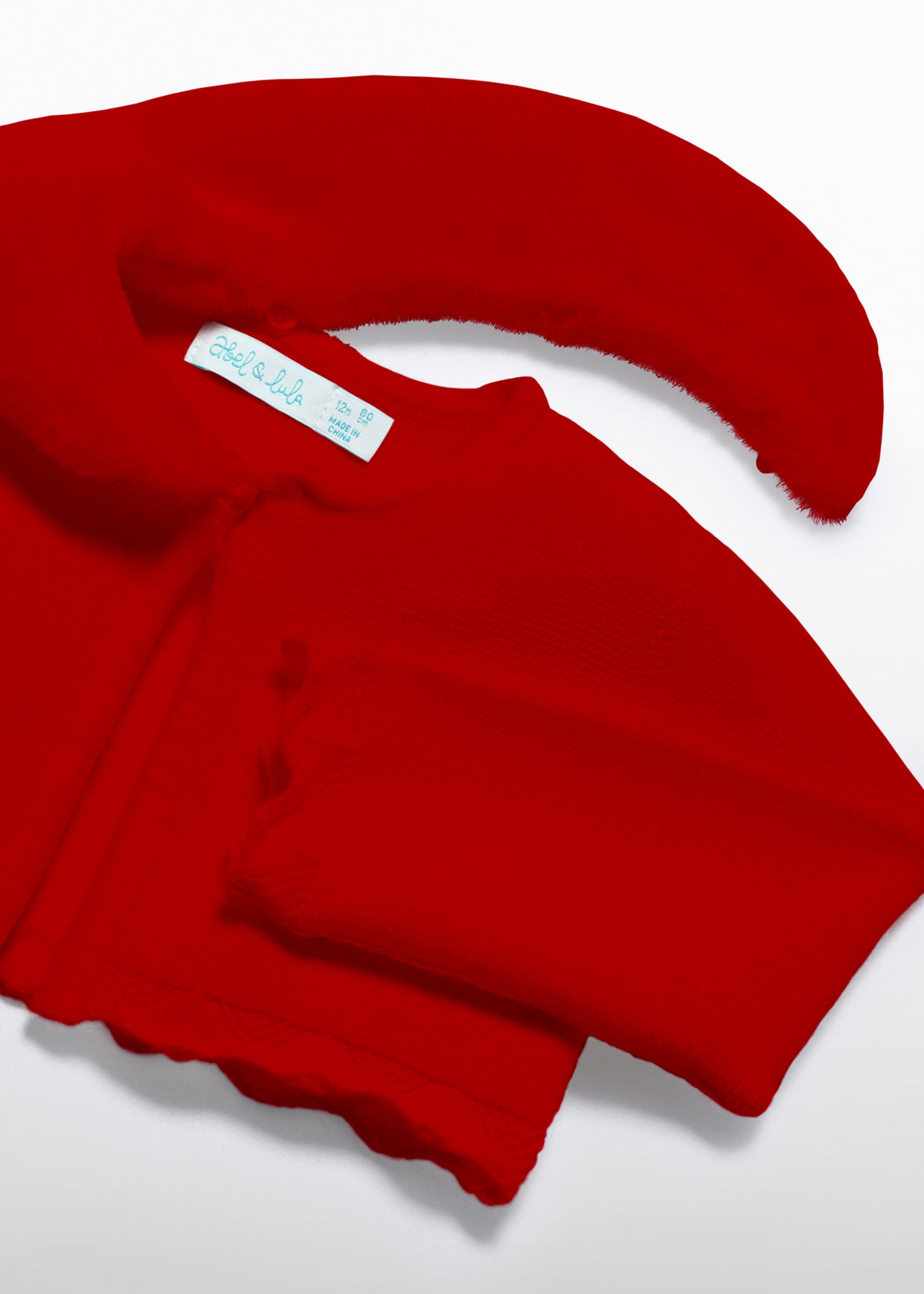 Cardigan in maglia colletto pellicciotto bambina