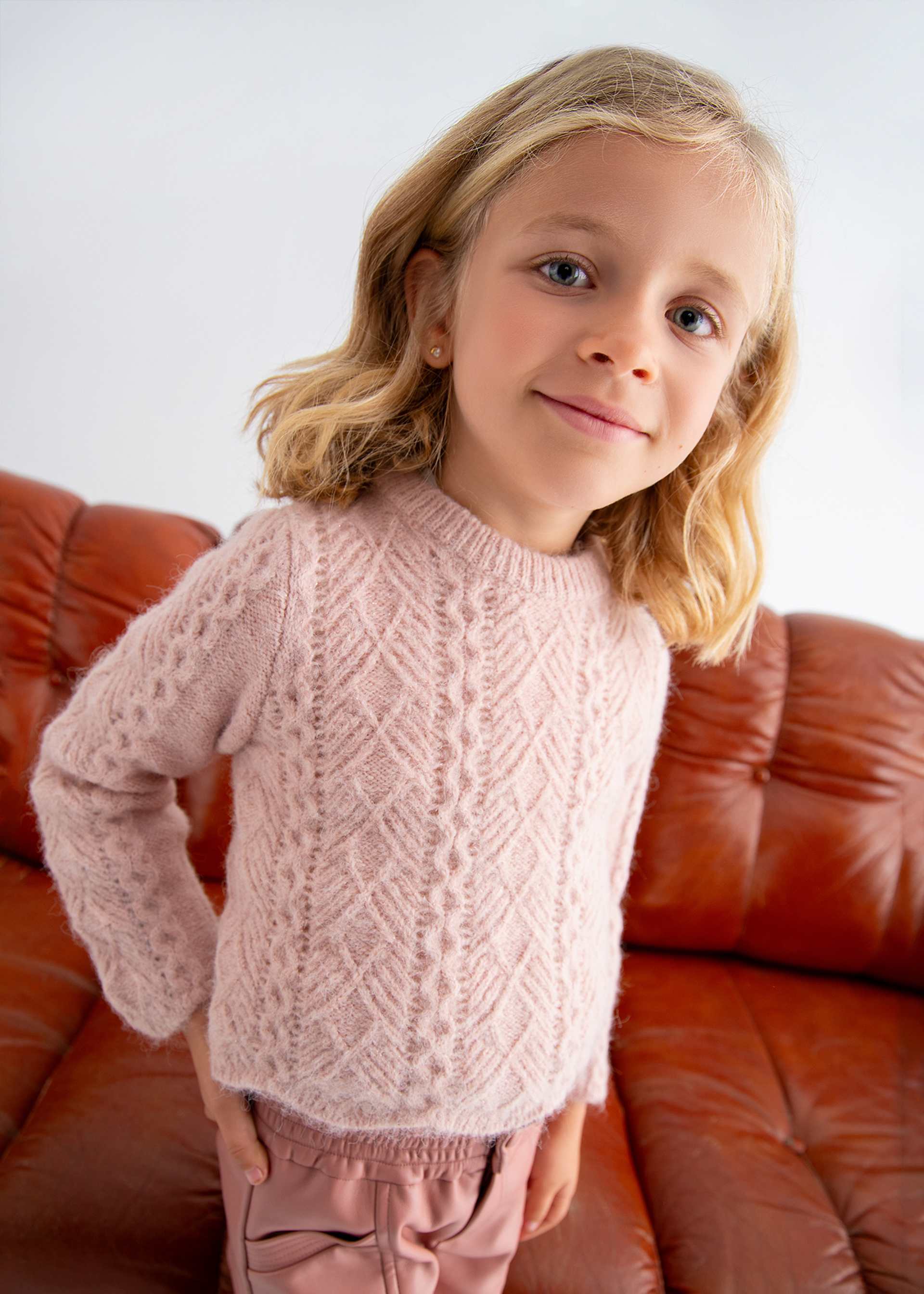 Pulover tricot opturi onduleuri fetita