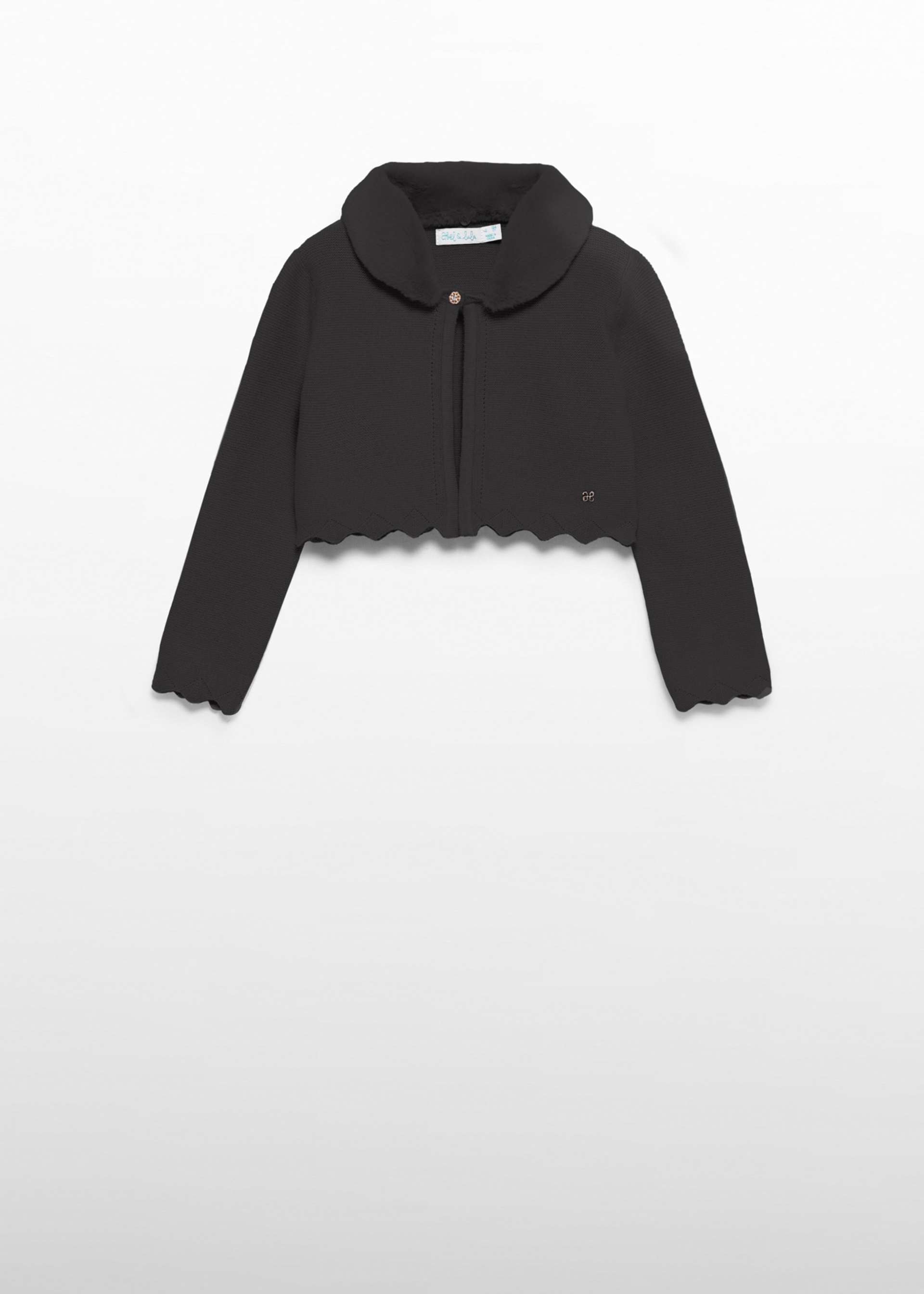 Cardigan tricoté col fourrure fille