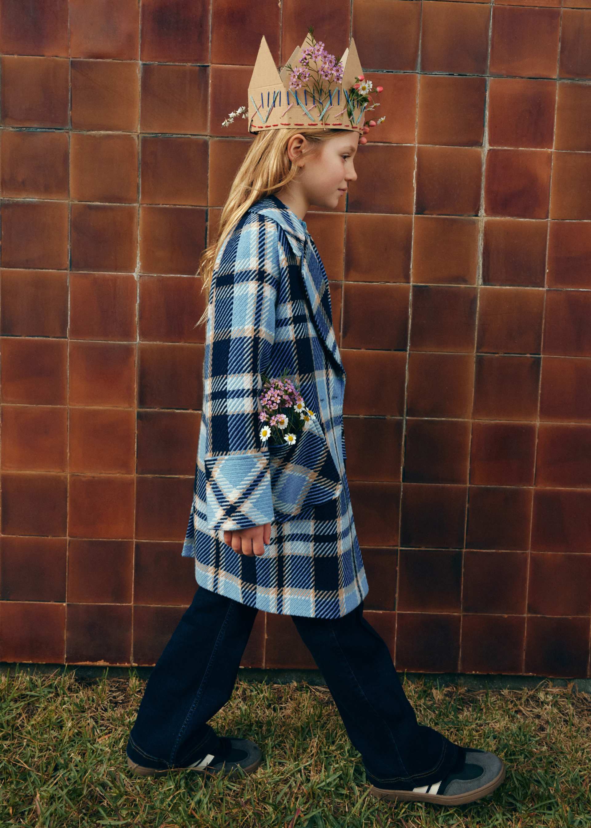 Manteau à carreaux fille