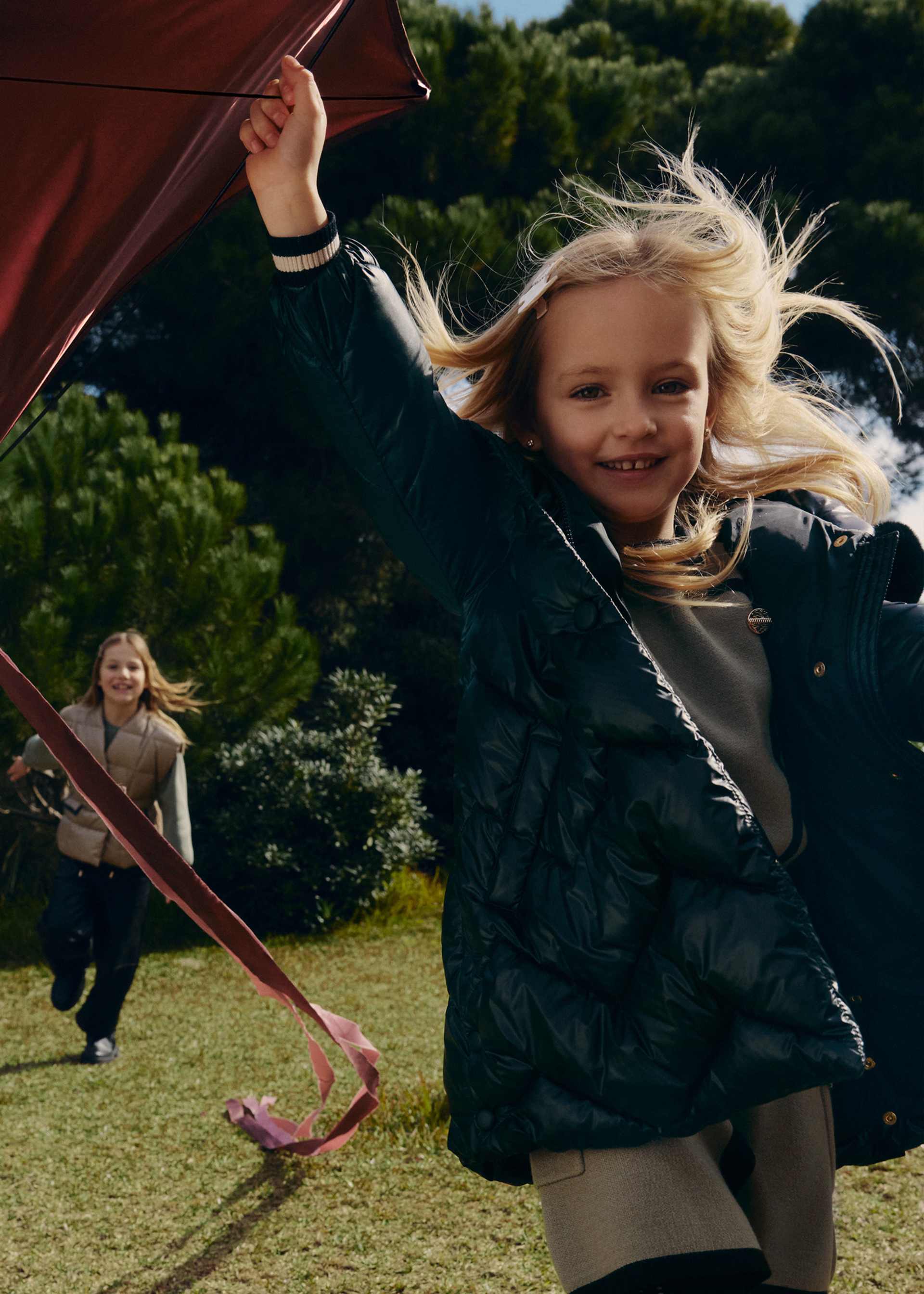 Girls long quilted jacket