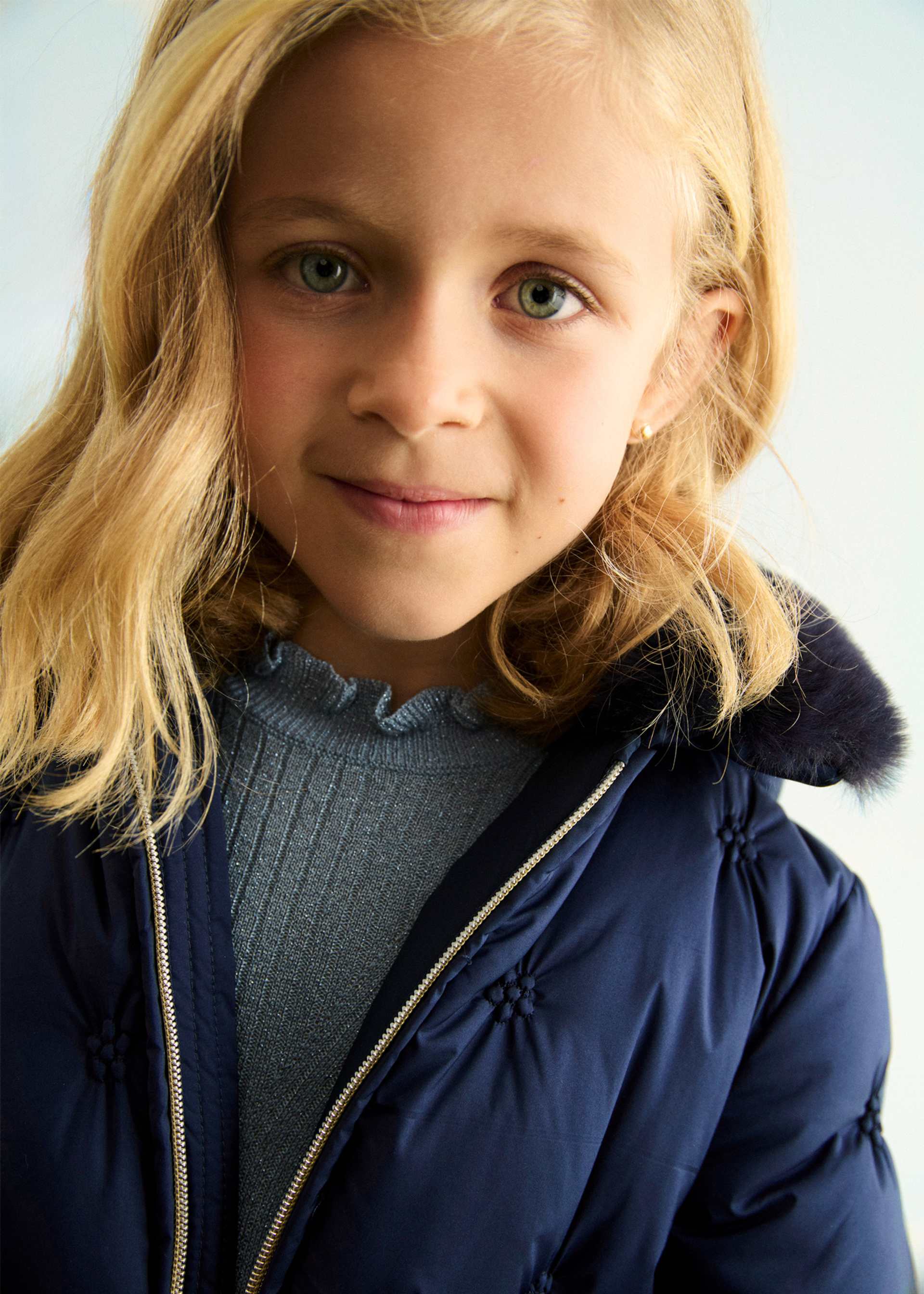 Girls embroidered quilted jacket