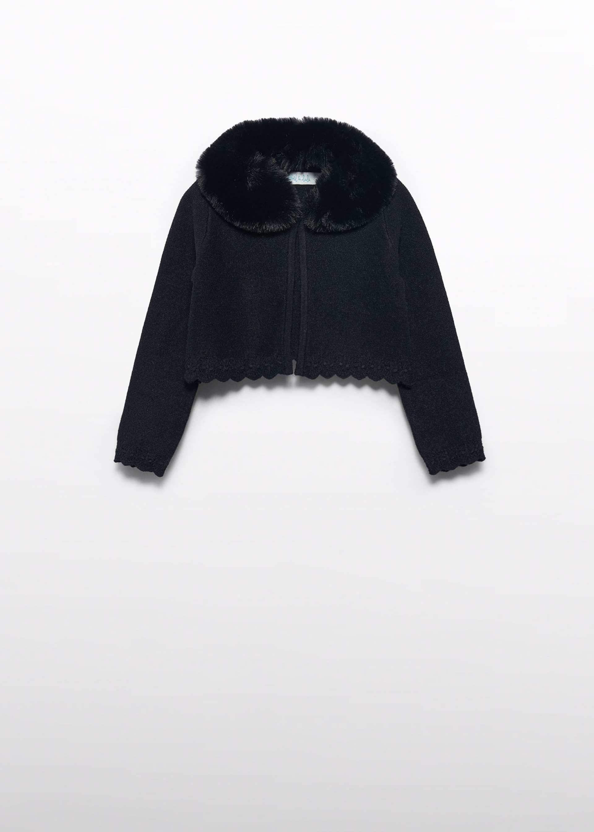 Gilet tricoté avec col en fourrure fille