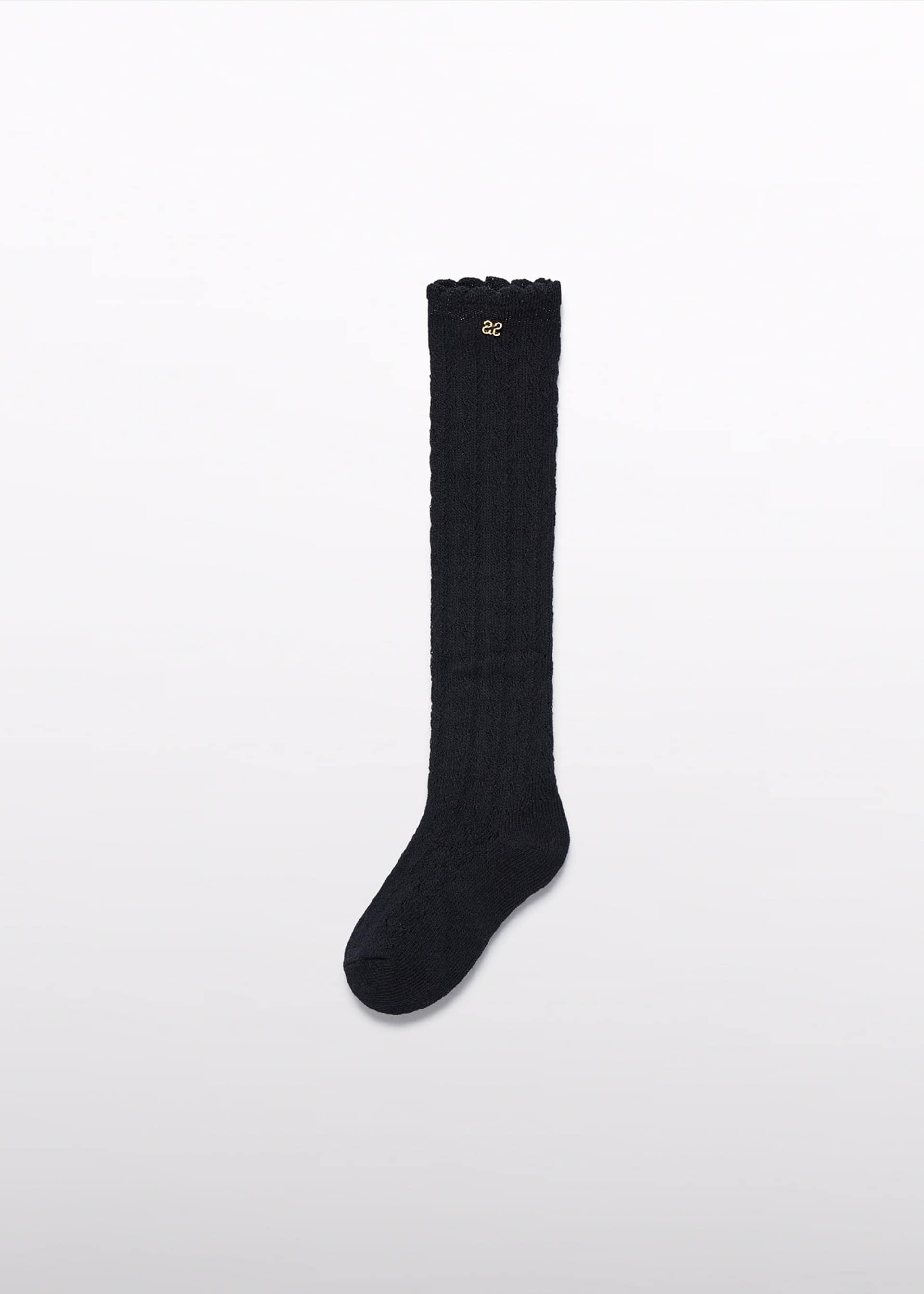Girls high open knit socks