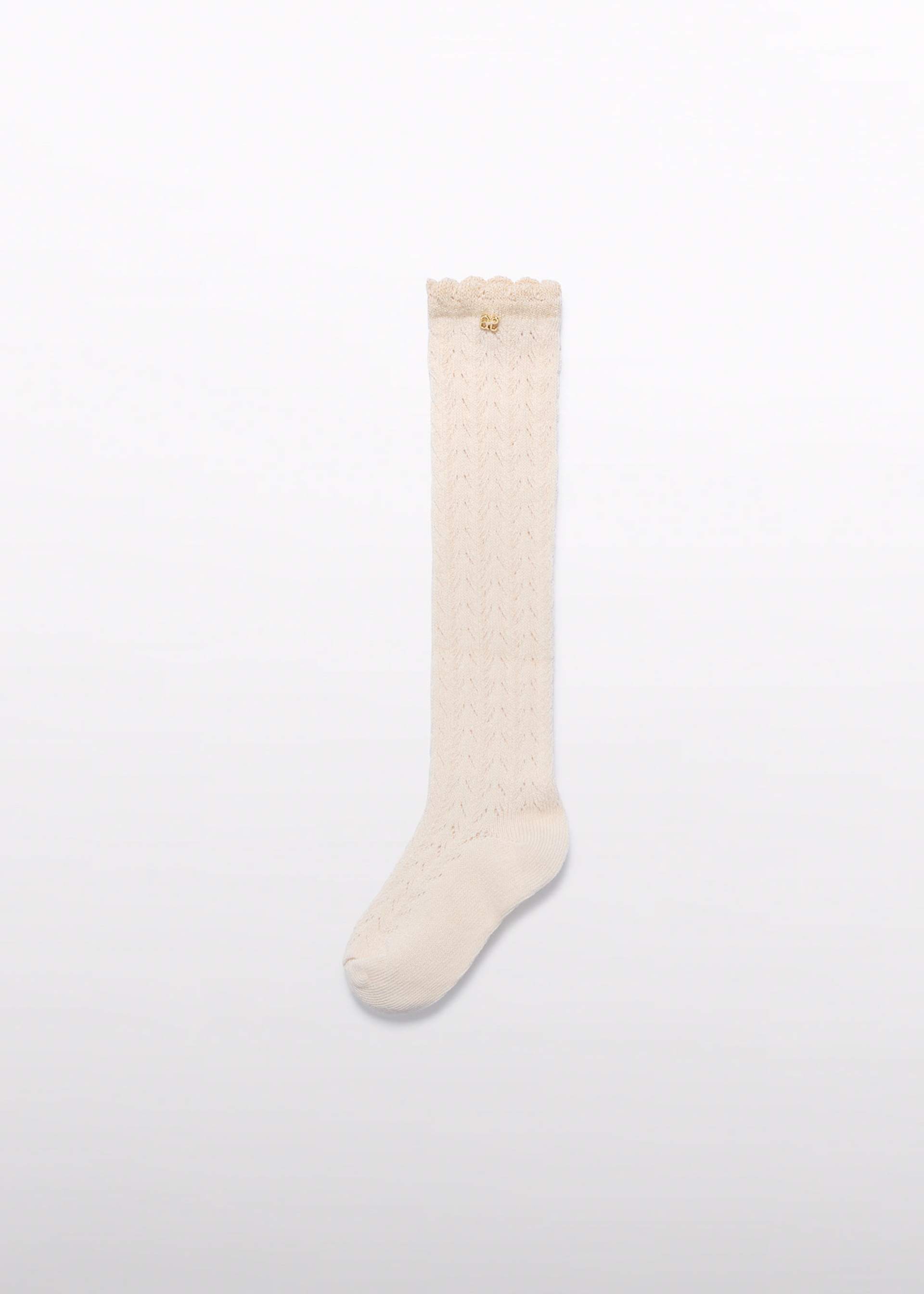 Girls high open knit socks