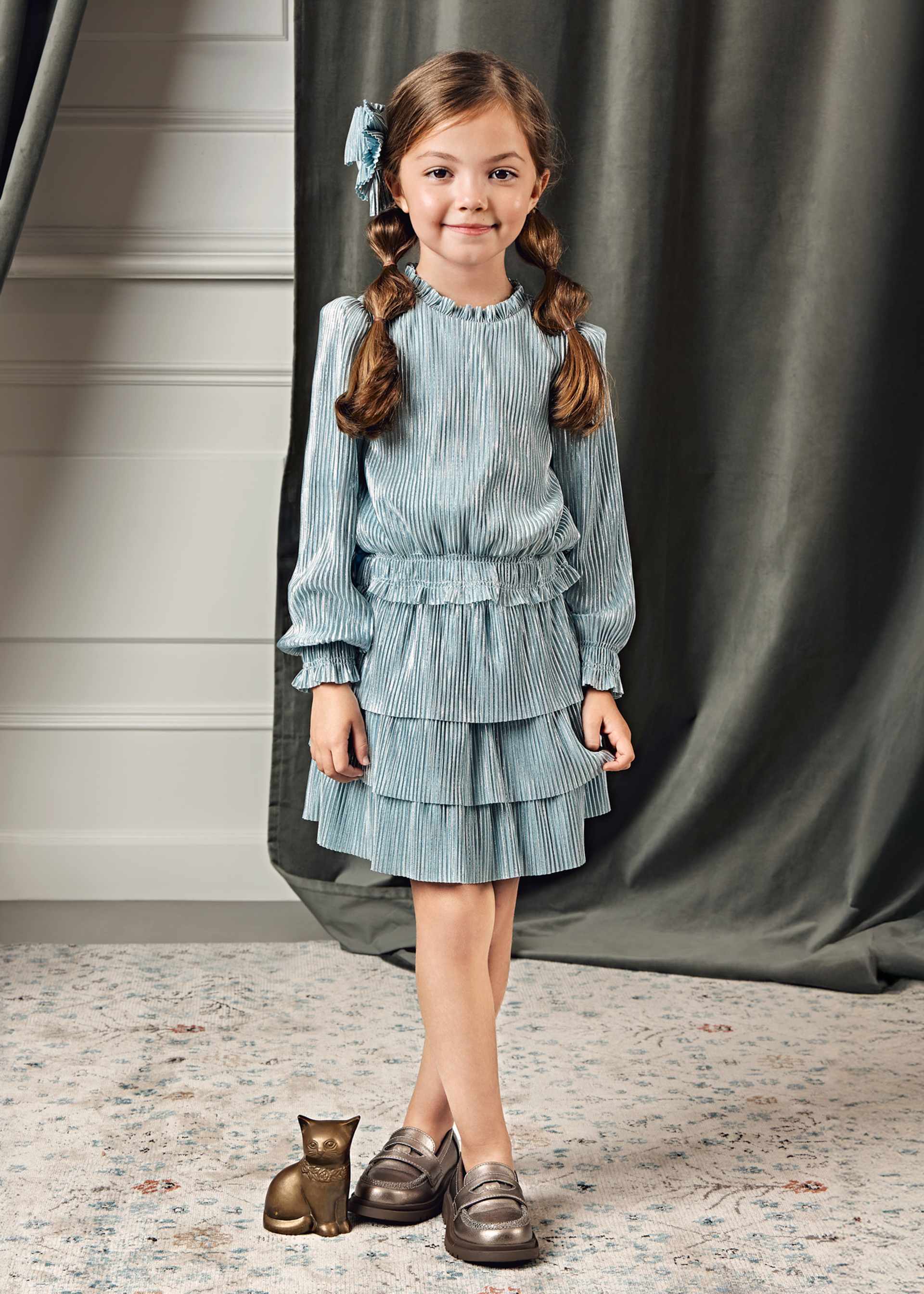 Girl Pleated Knit Skirt Set