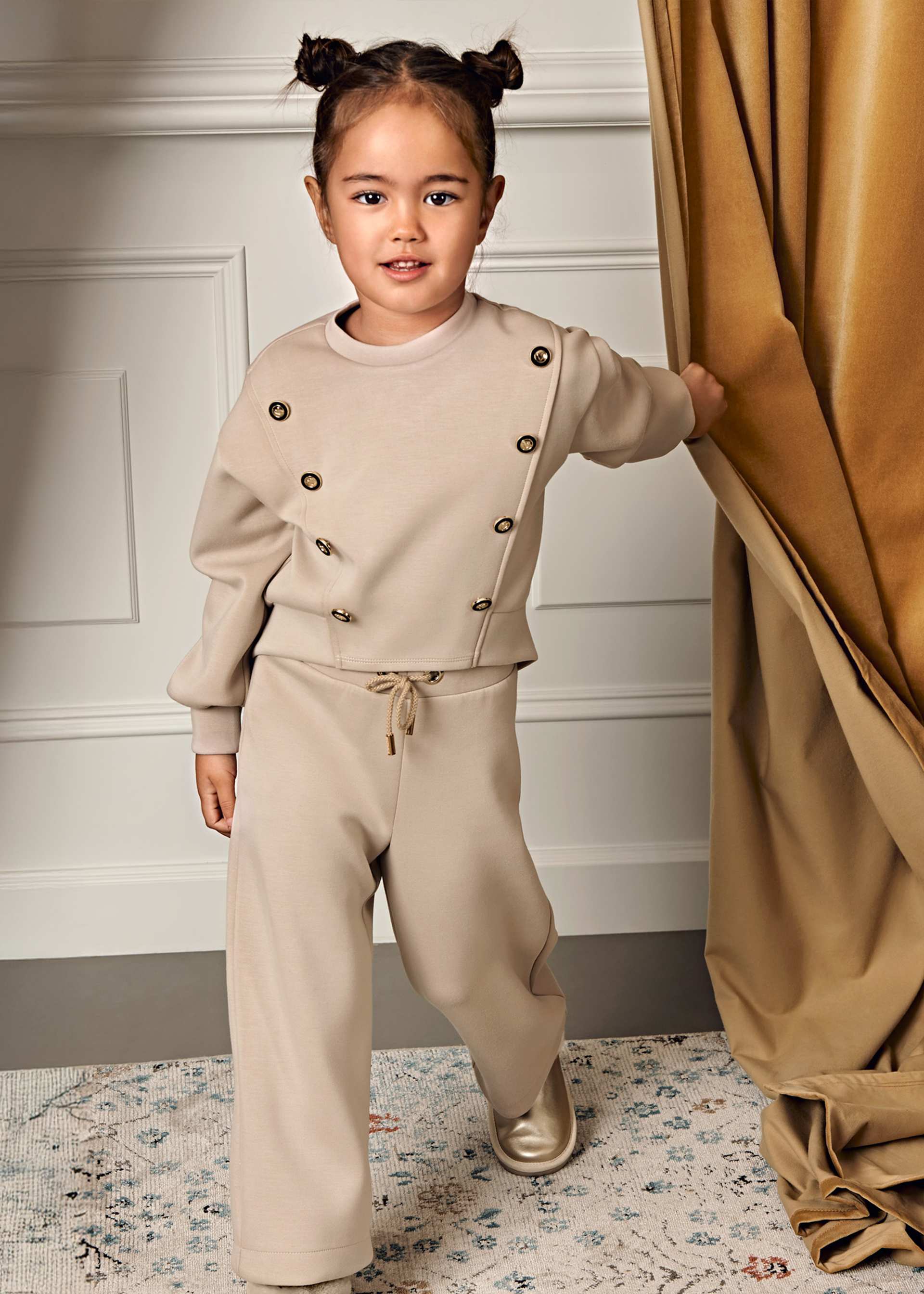 Girl Knit Set with Contrasting Band