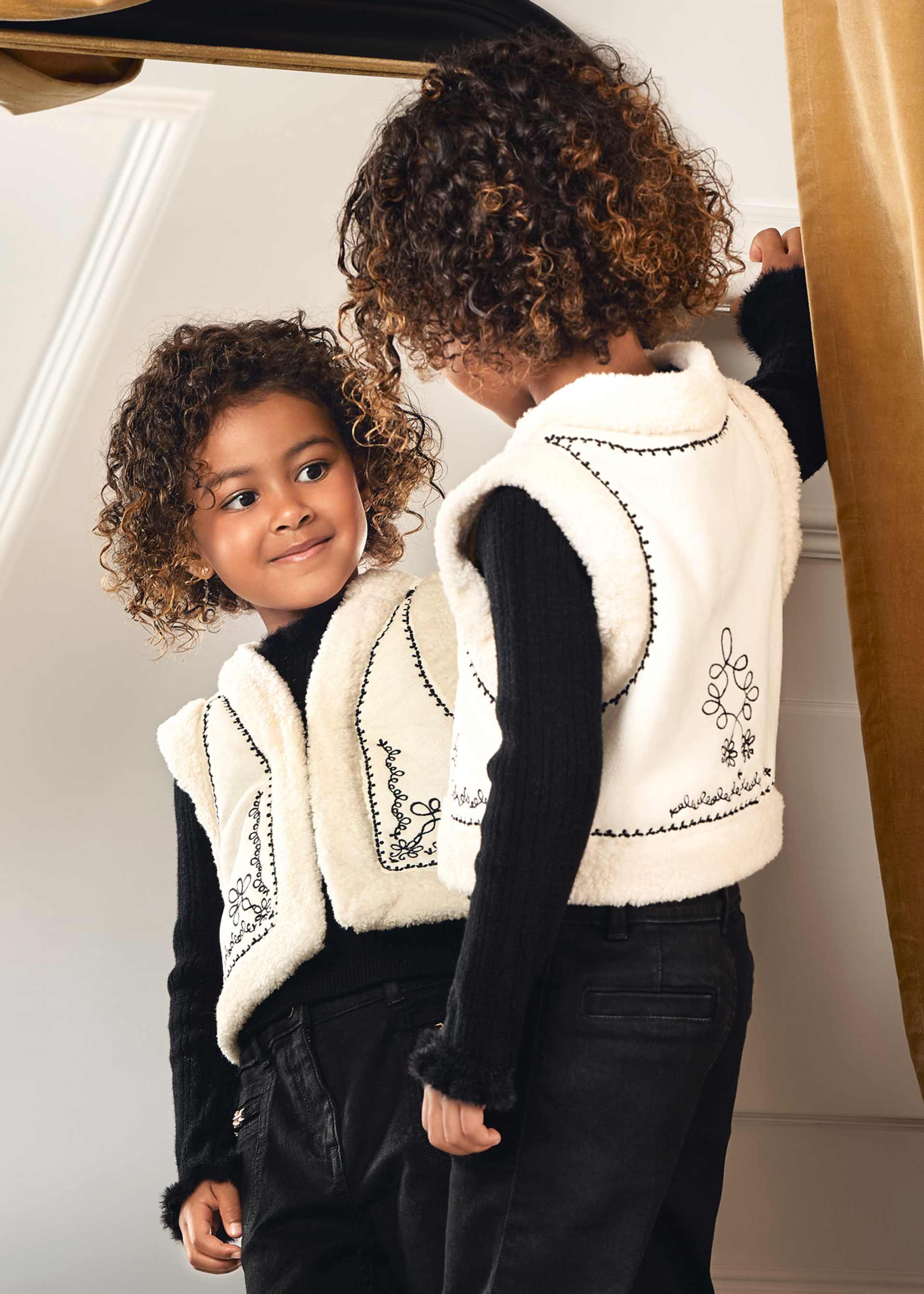 Girl Reversible Embroidered Vest