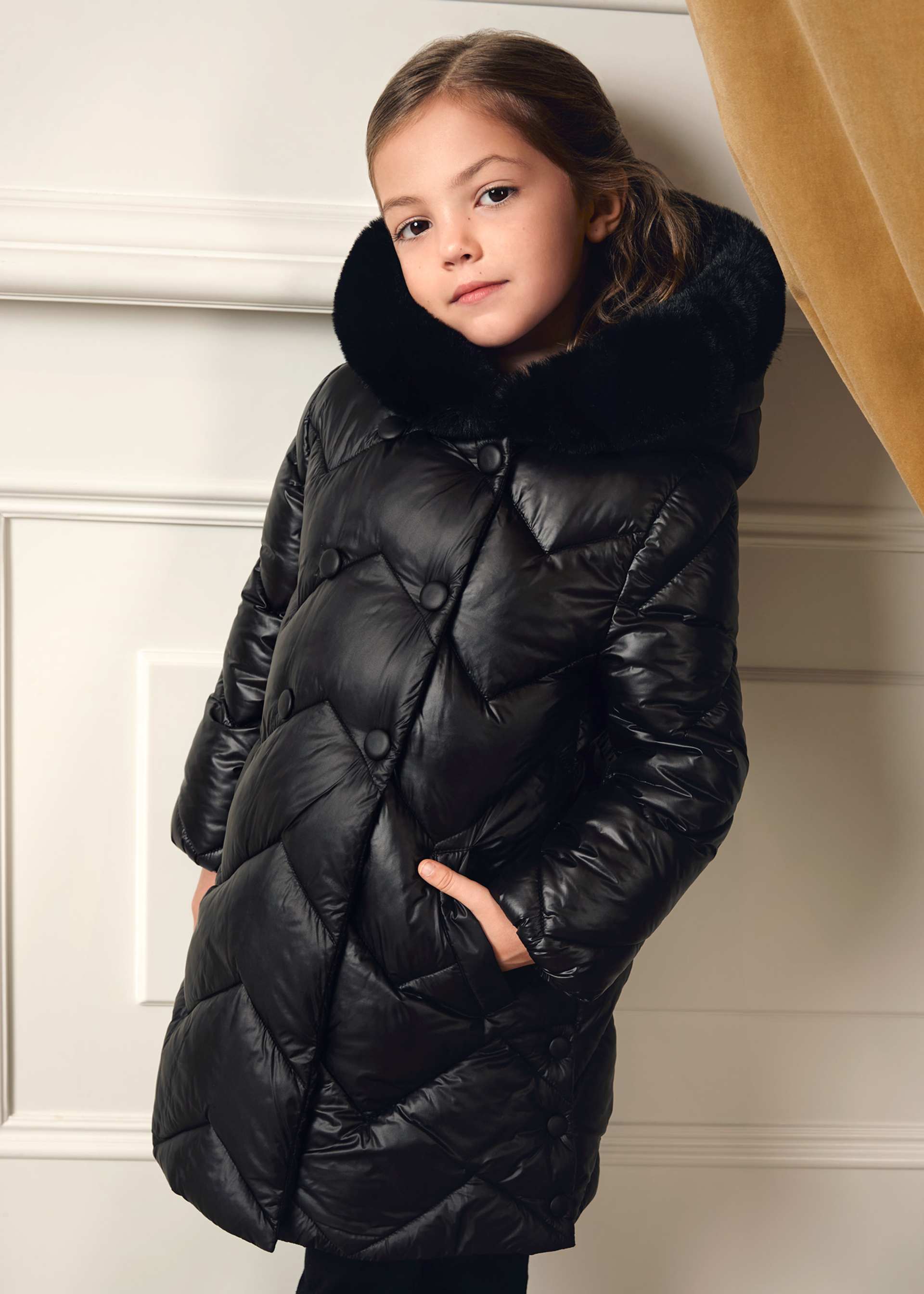 Manteau long matelassé fille