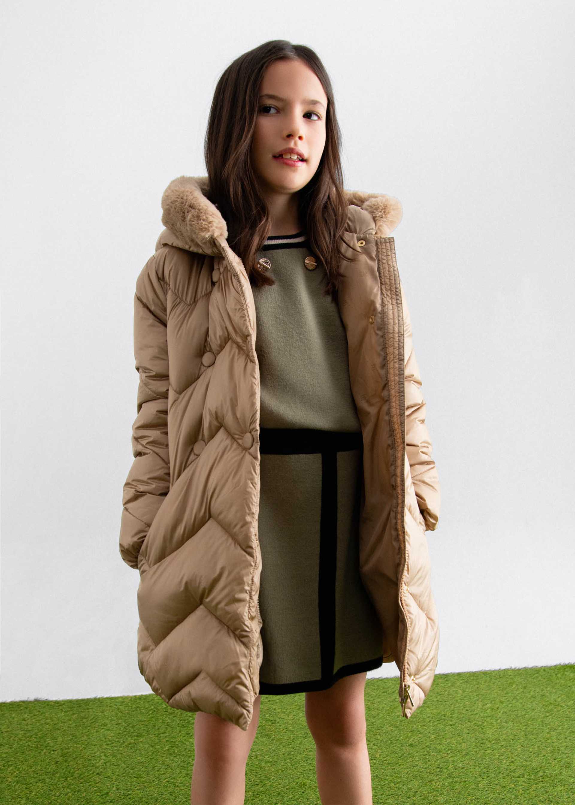 Manteau long matelassé fille