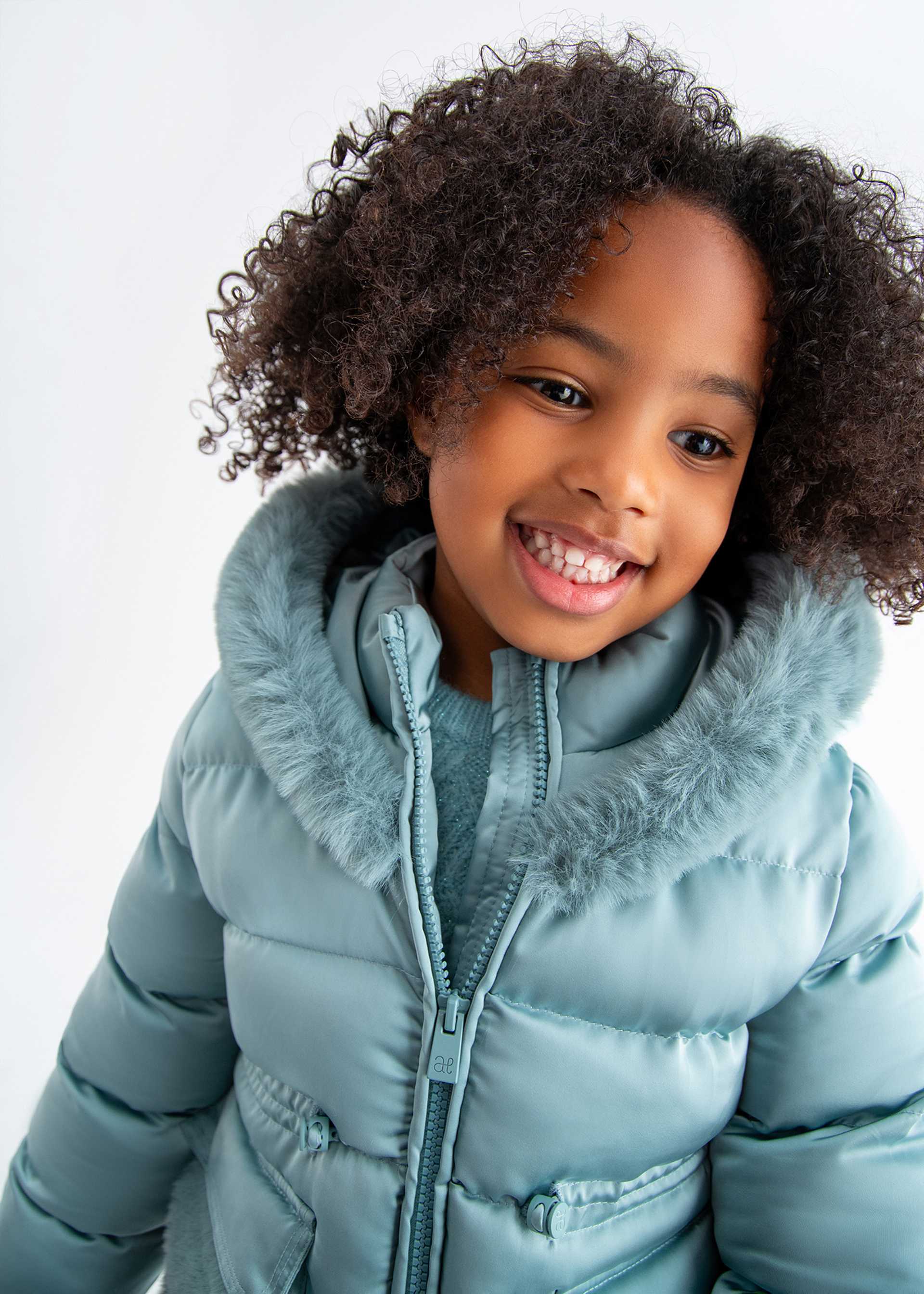 Girls satin fur coat