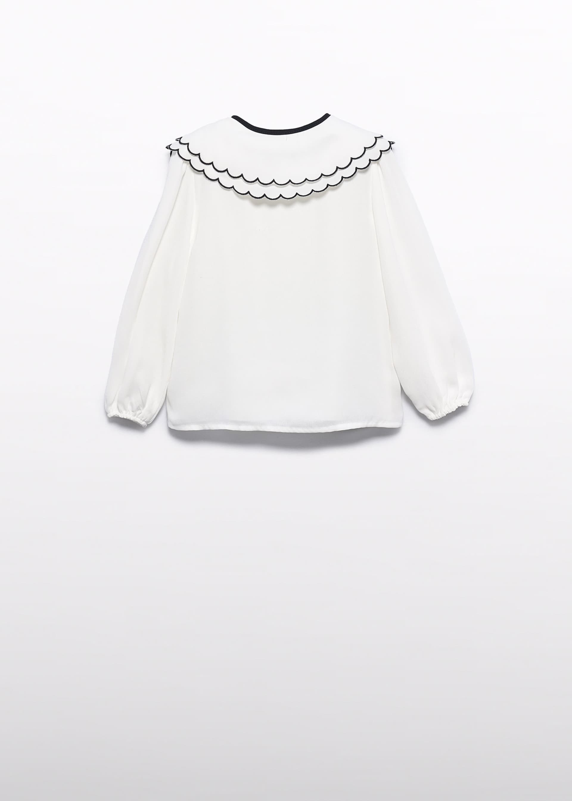 Girl Chiffon Blouse with Embroidered Collar