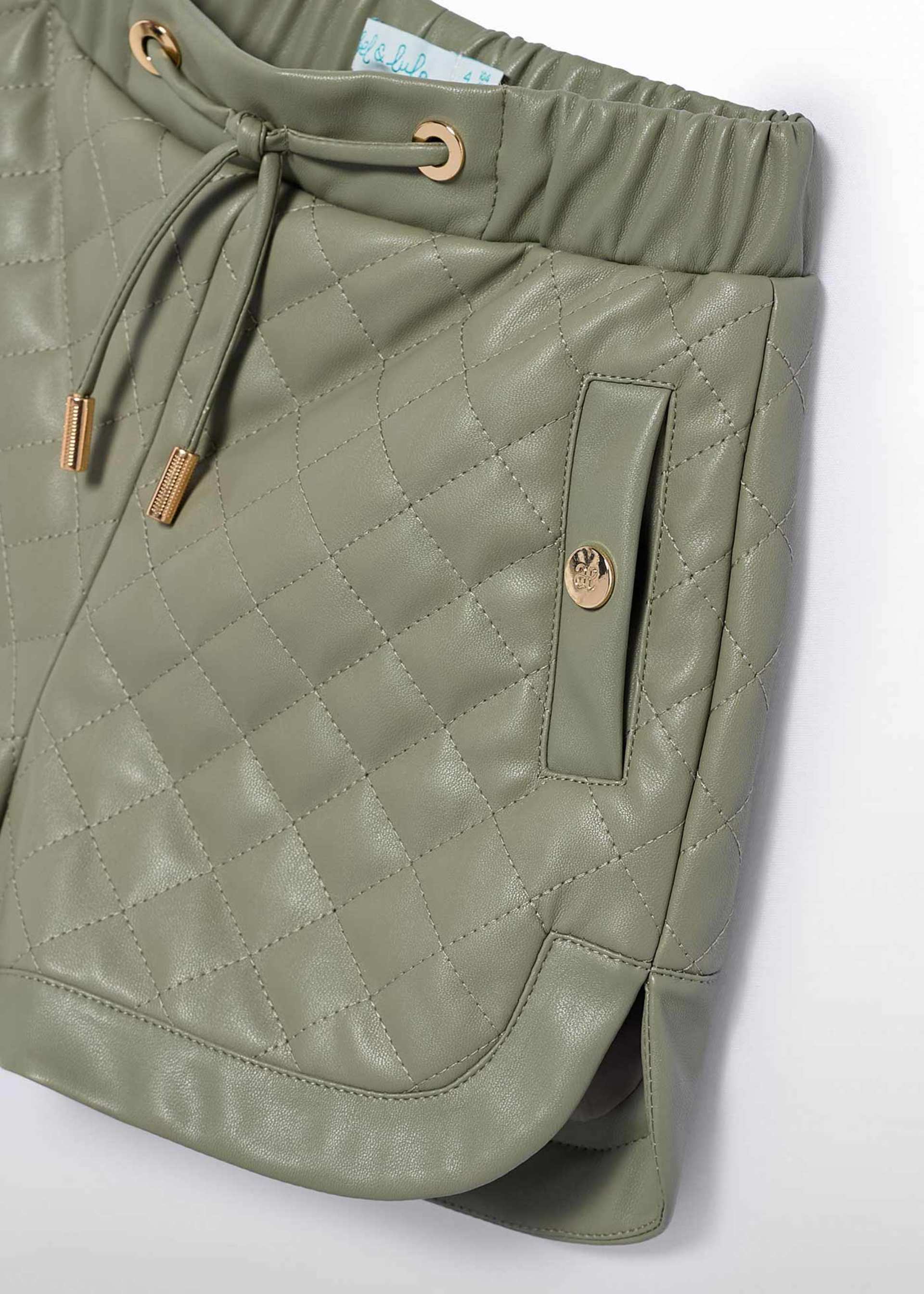 girls quilted faux leather bermuda shorts