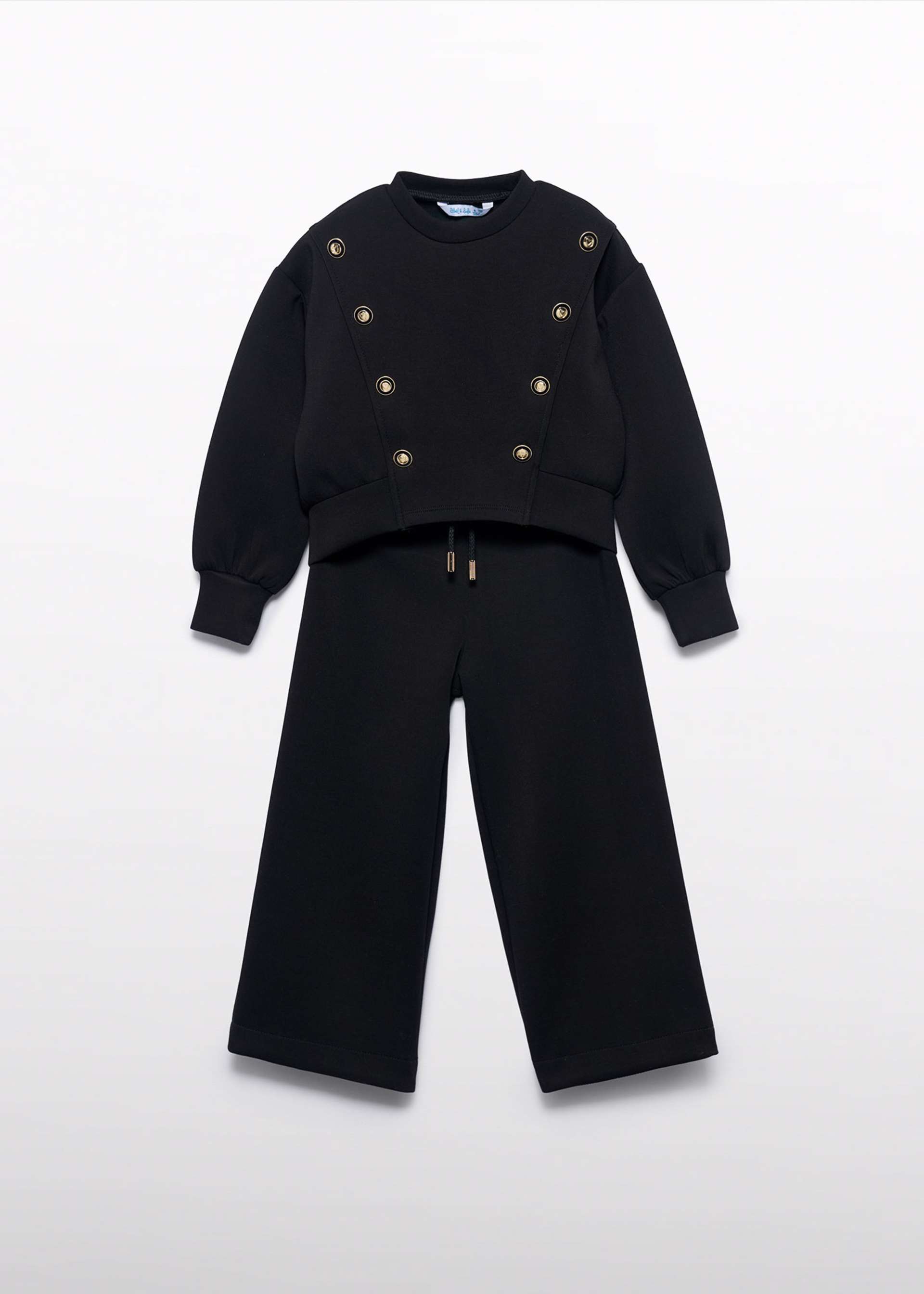 girls knit set with contrast stripe