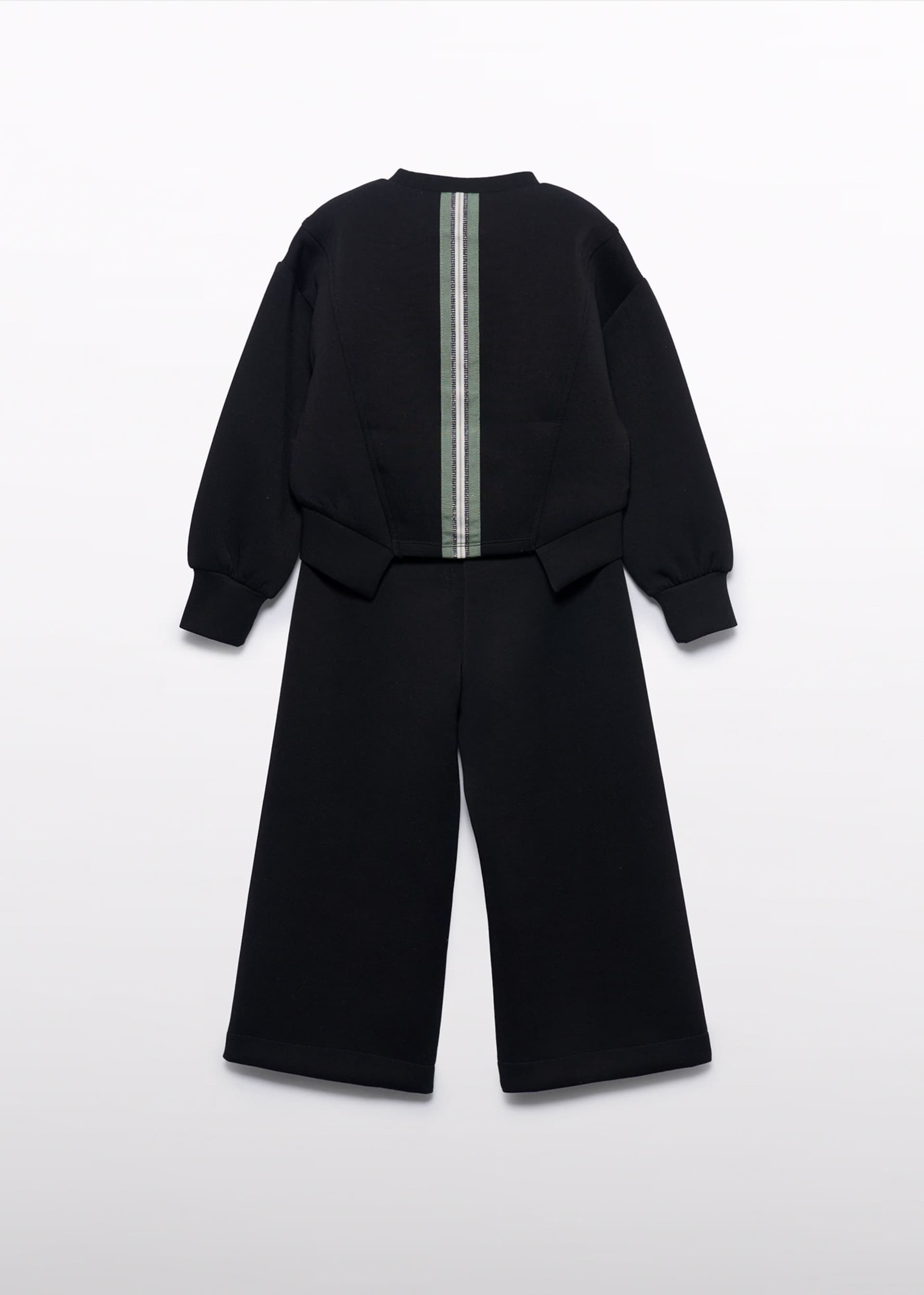 Ensemble en maille avec bande contrastée fille