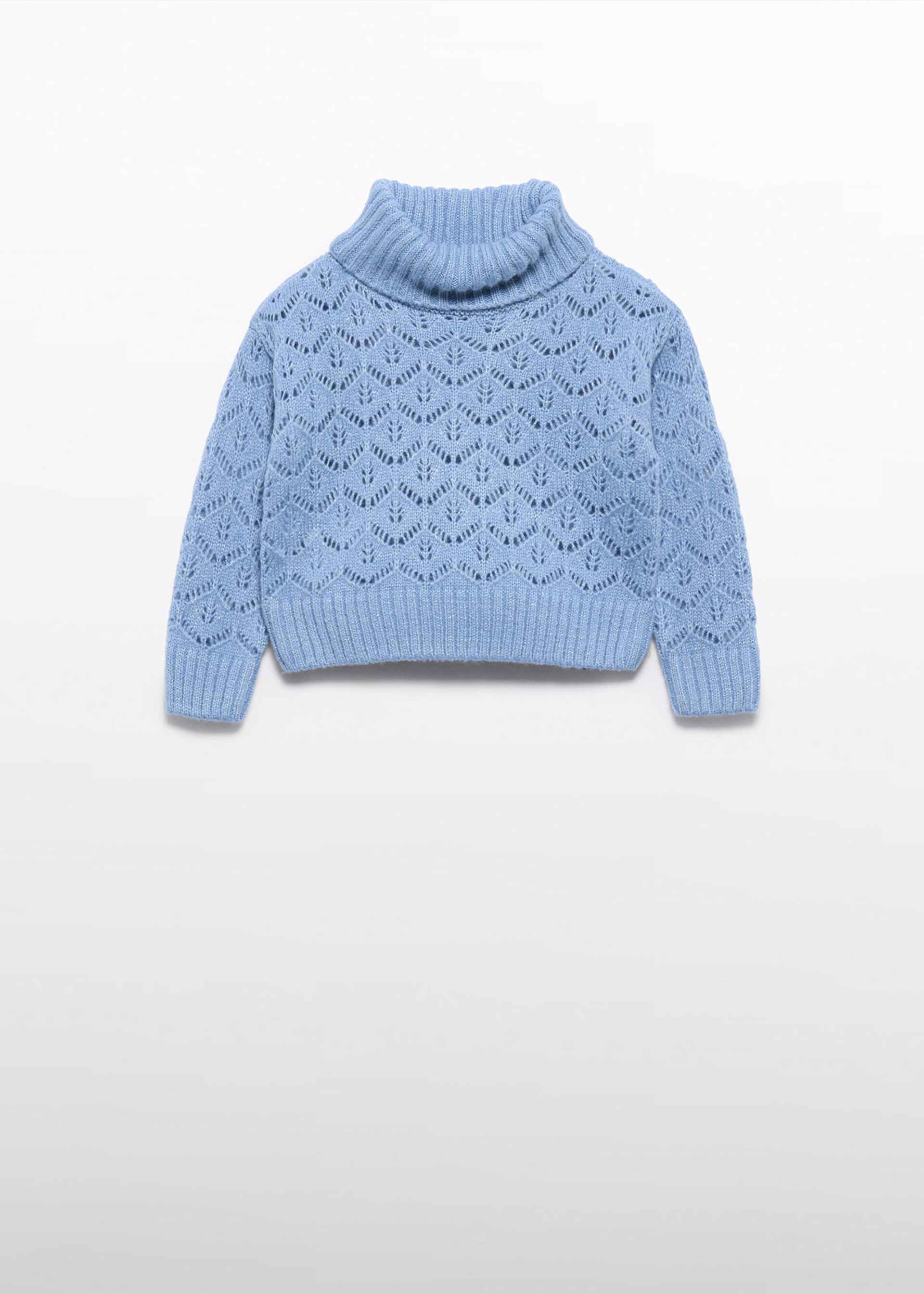 Girls open-knit roll turtleneck jumper