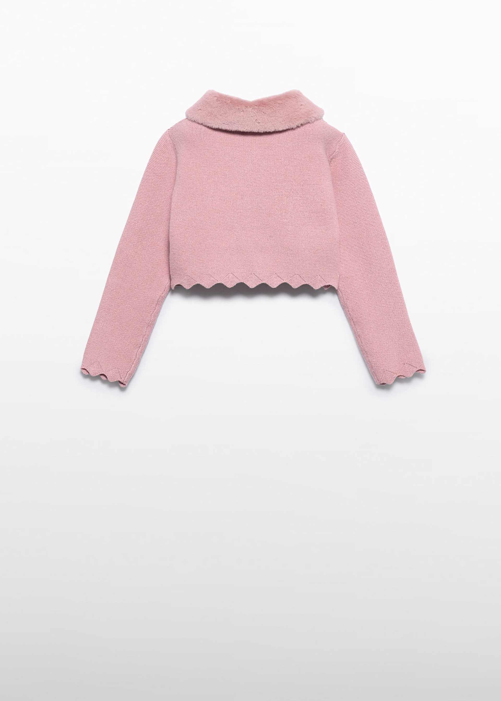 Cardigan tricot colarinho pelo menina