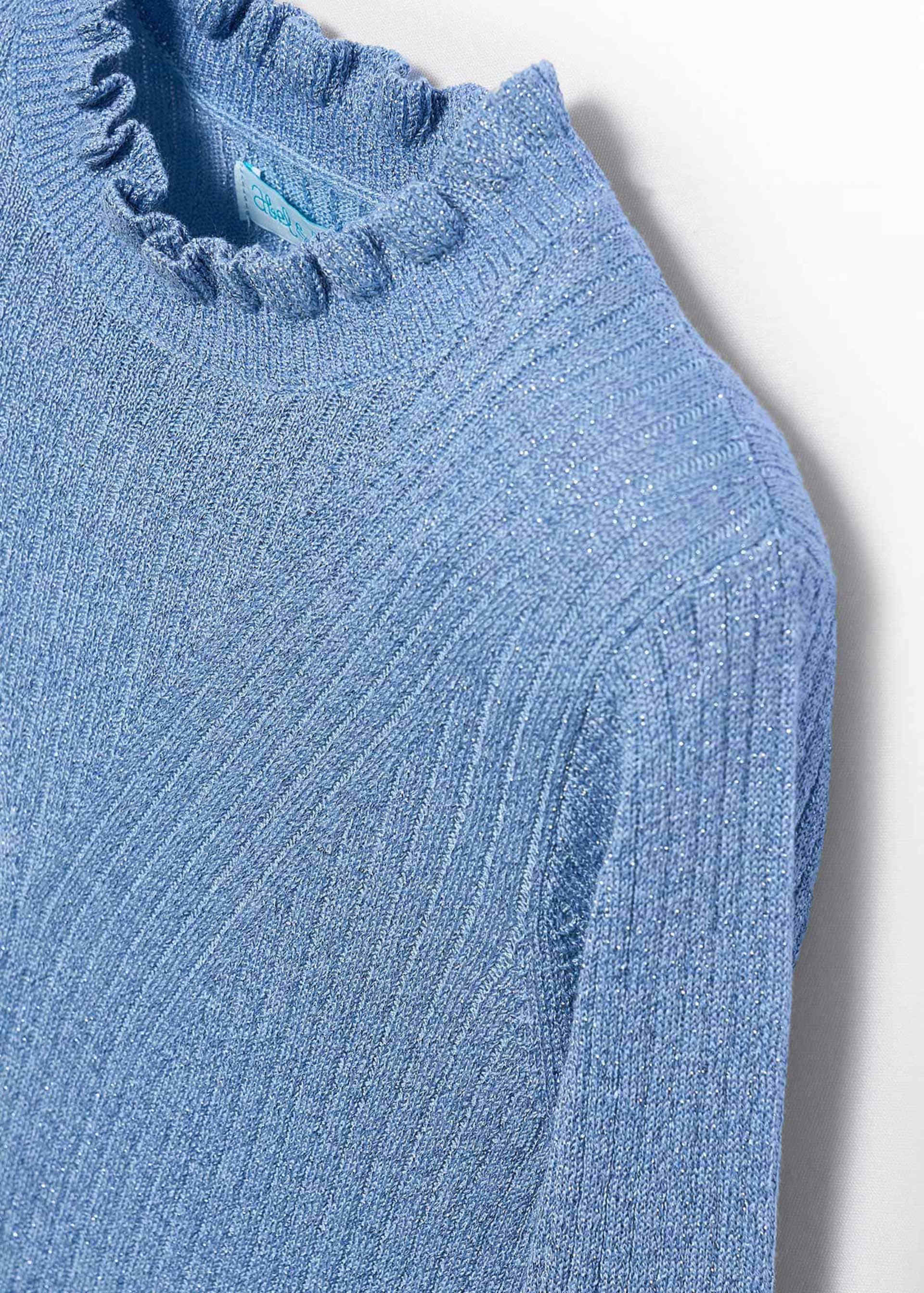 Girl Shiny Ribbed Knit Turtleneck