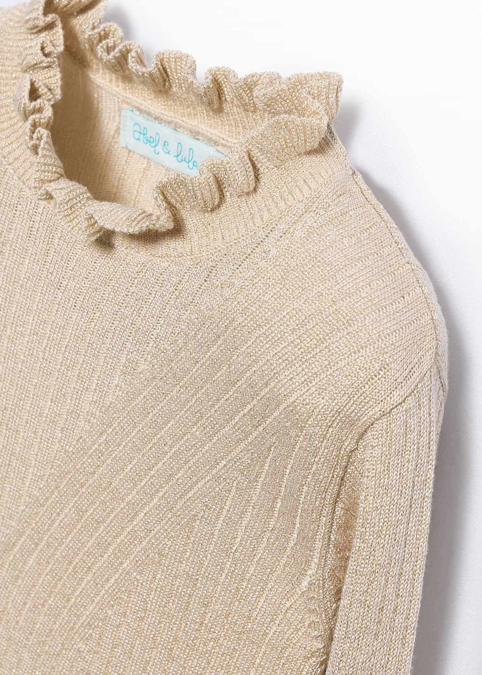 girls sparkly ribbed knit top with high neck