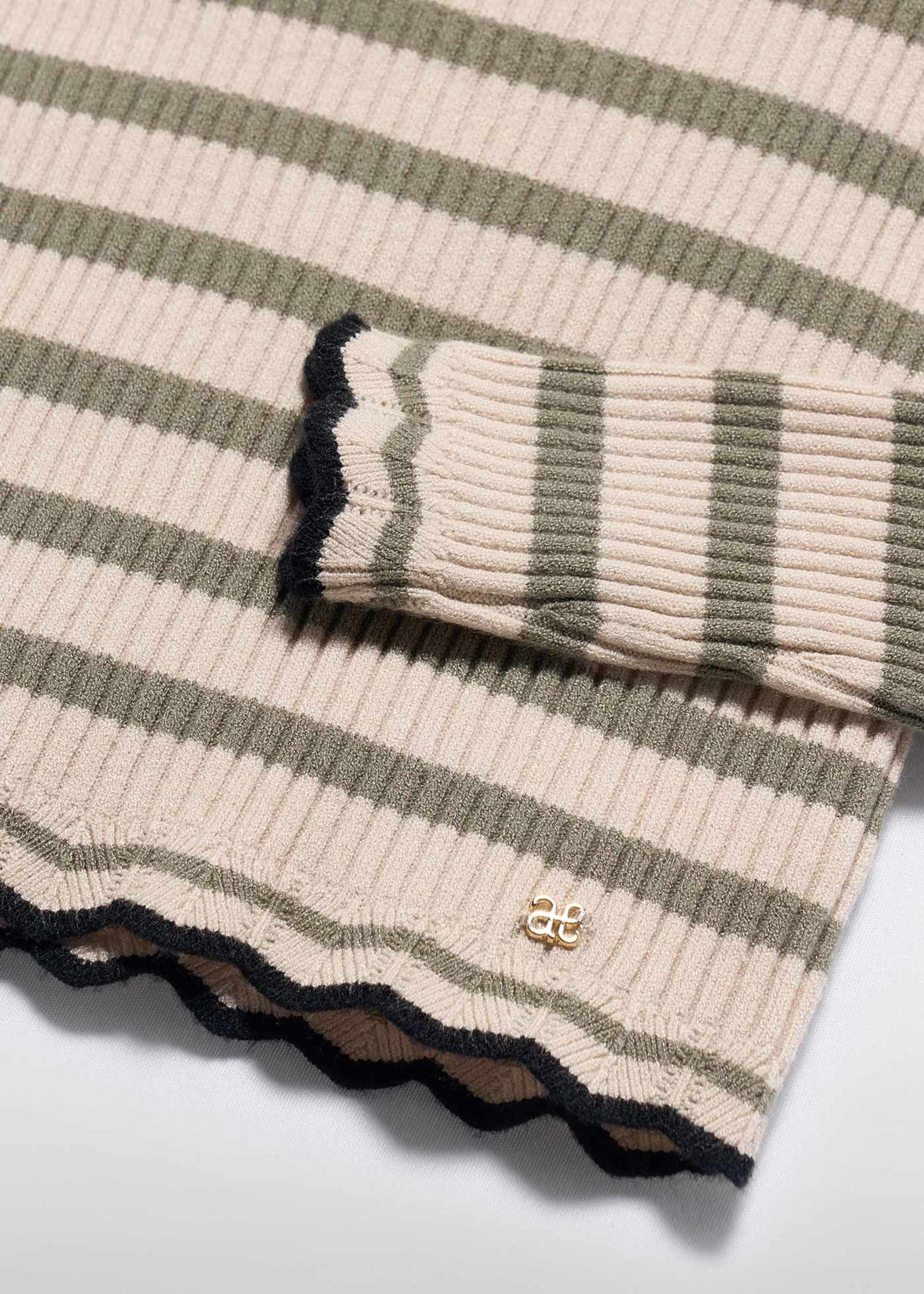 girls striped ribbed knit top with high neck