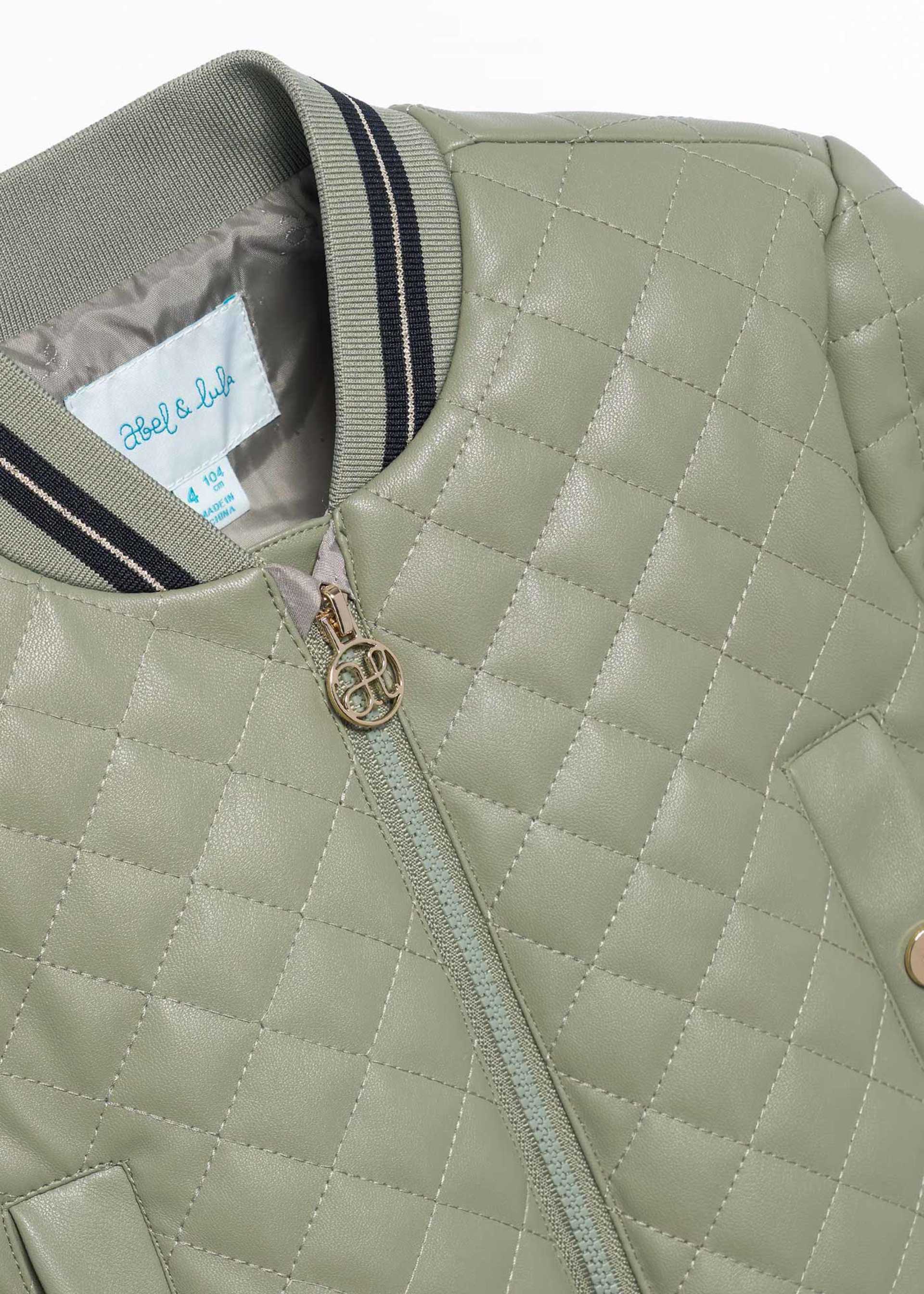 Girl's quilted faux leather jacket