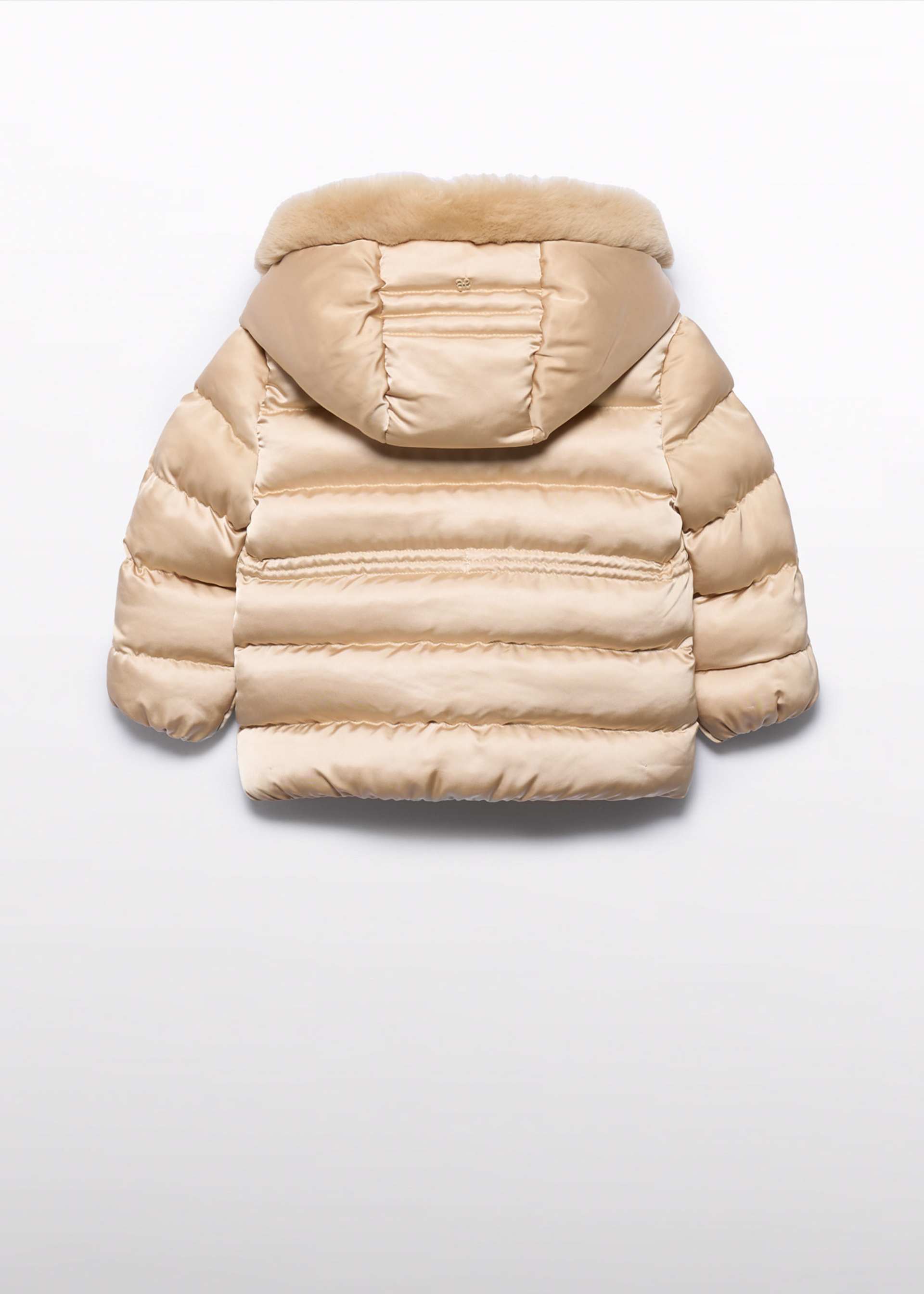 Girl Satin Coat with Faux Fur