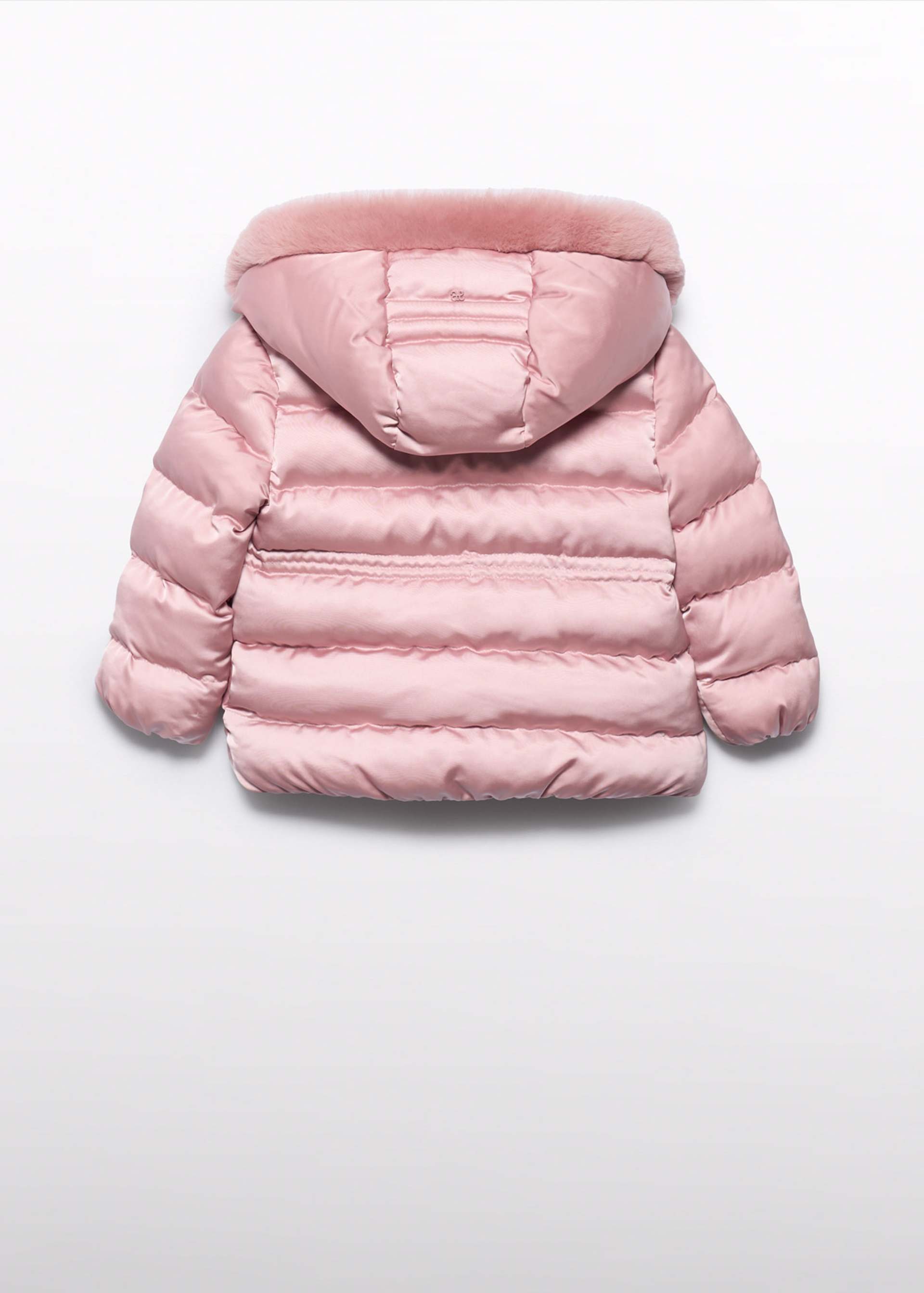 Girl Satin Coat with Faux Fur