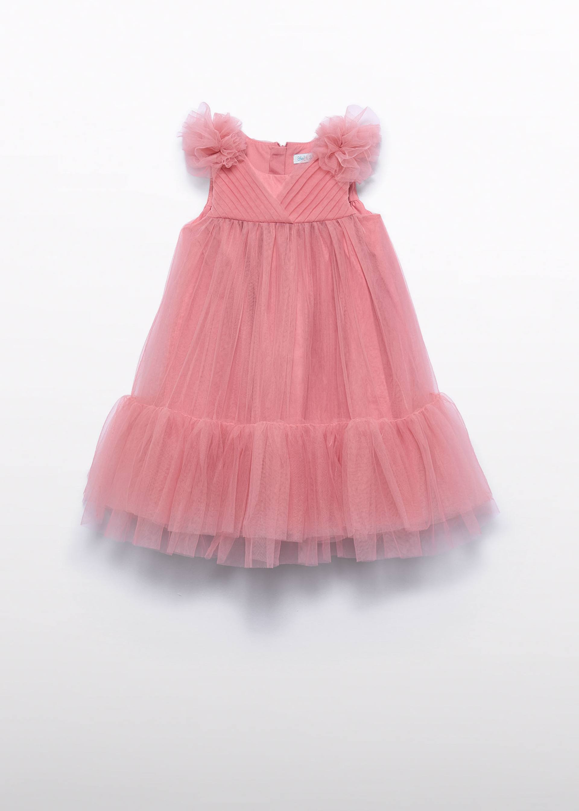 Vestido tule folhos menina