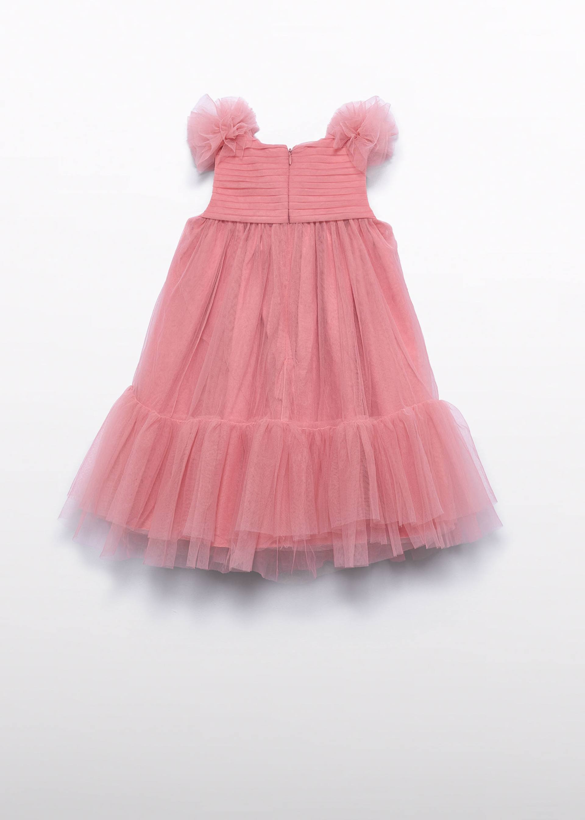 Vestido tule folhos menina