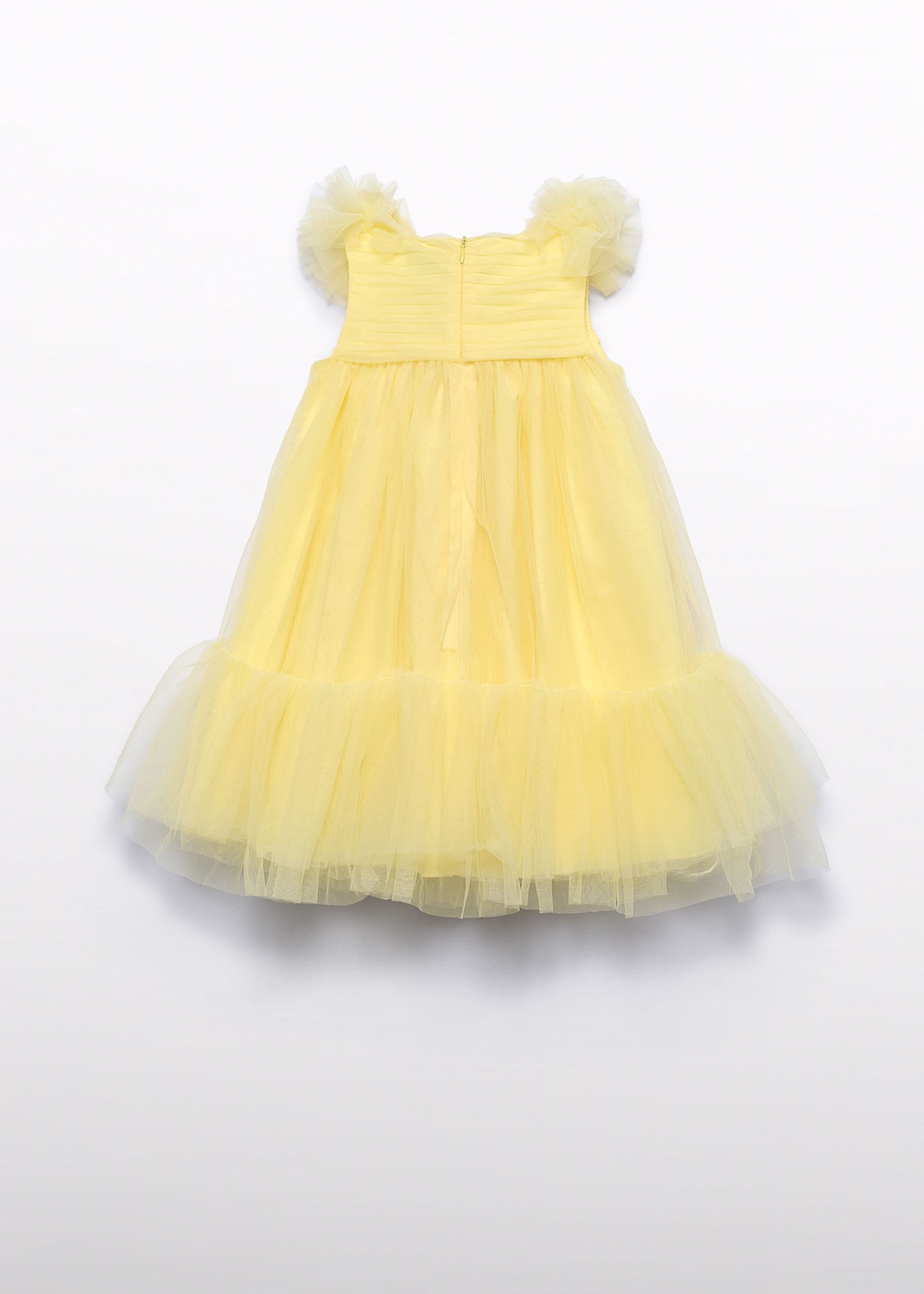 Vestido tule folhos menina