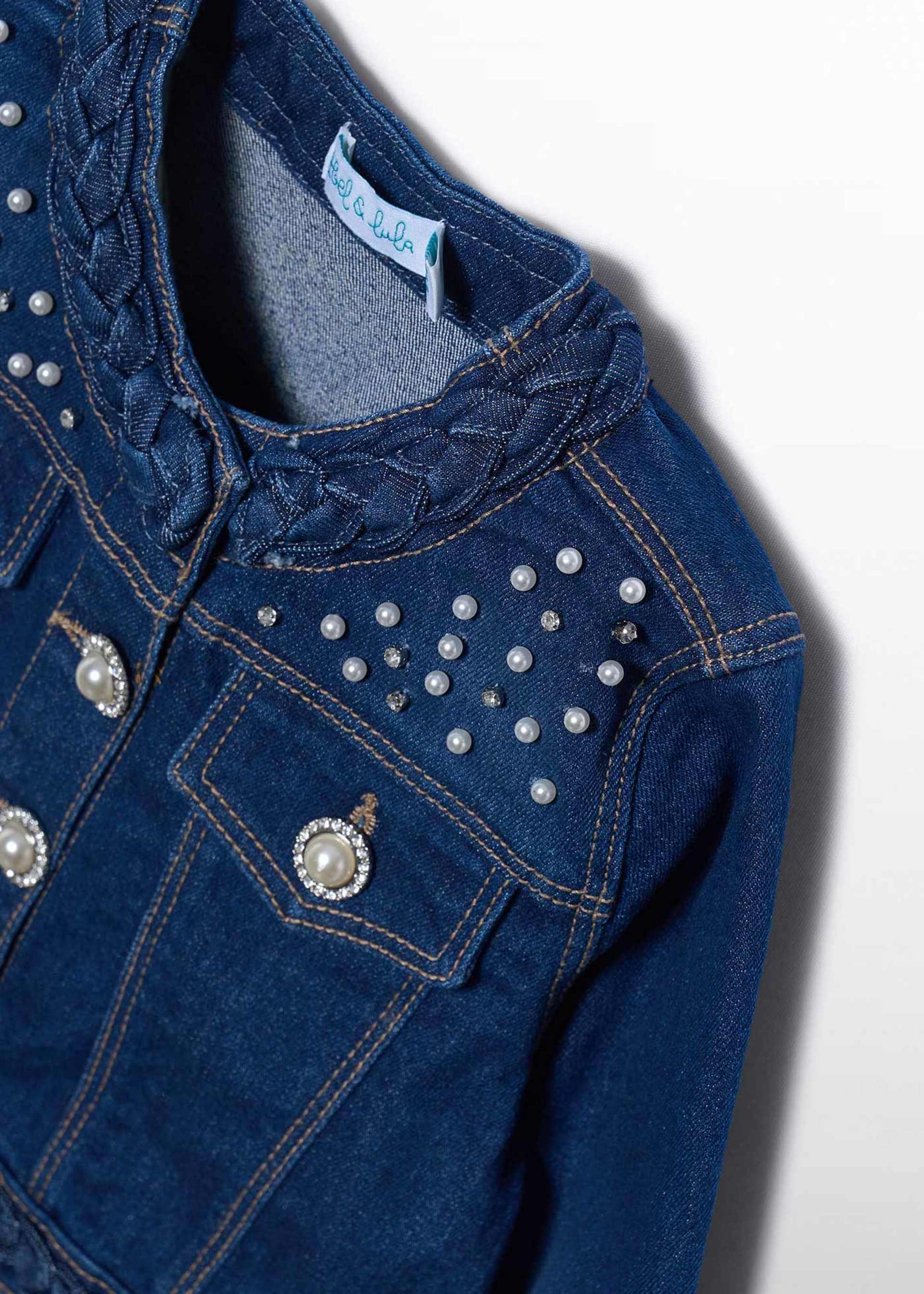 Cazadora denim perlas niña