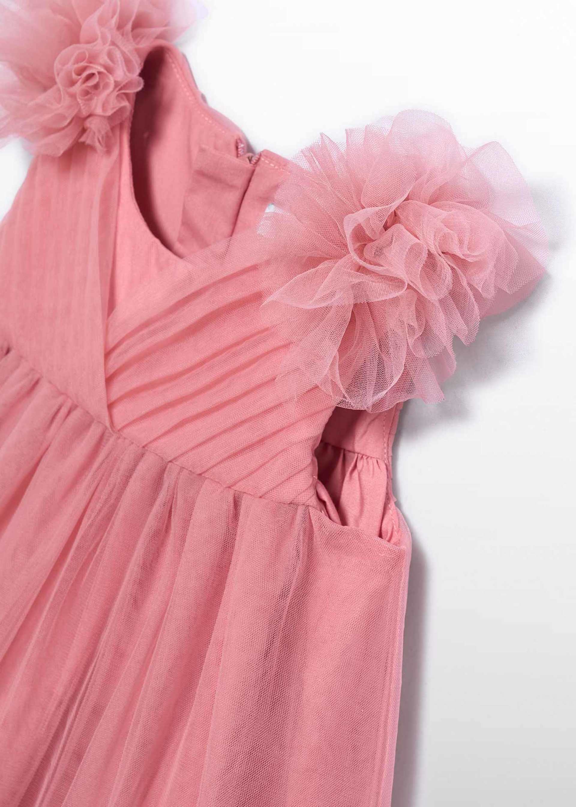 Vestido tule folhos menina