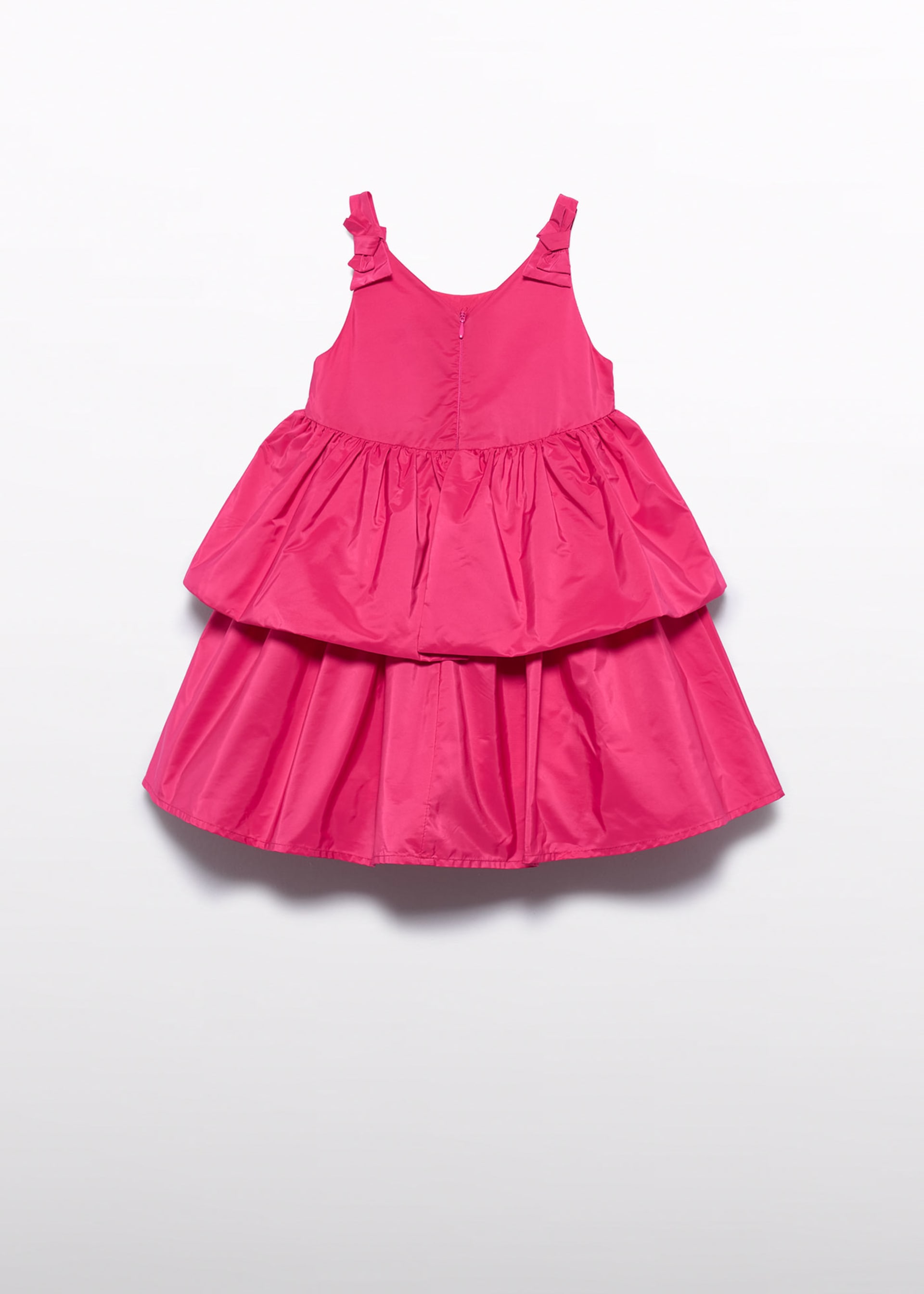 Vestido tafetá folhos menina
