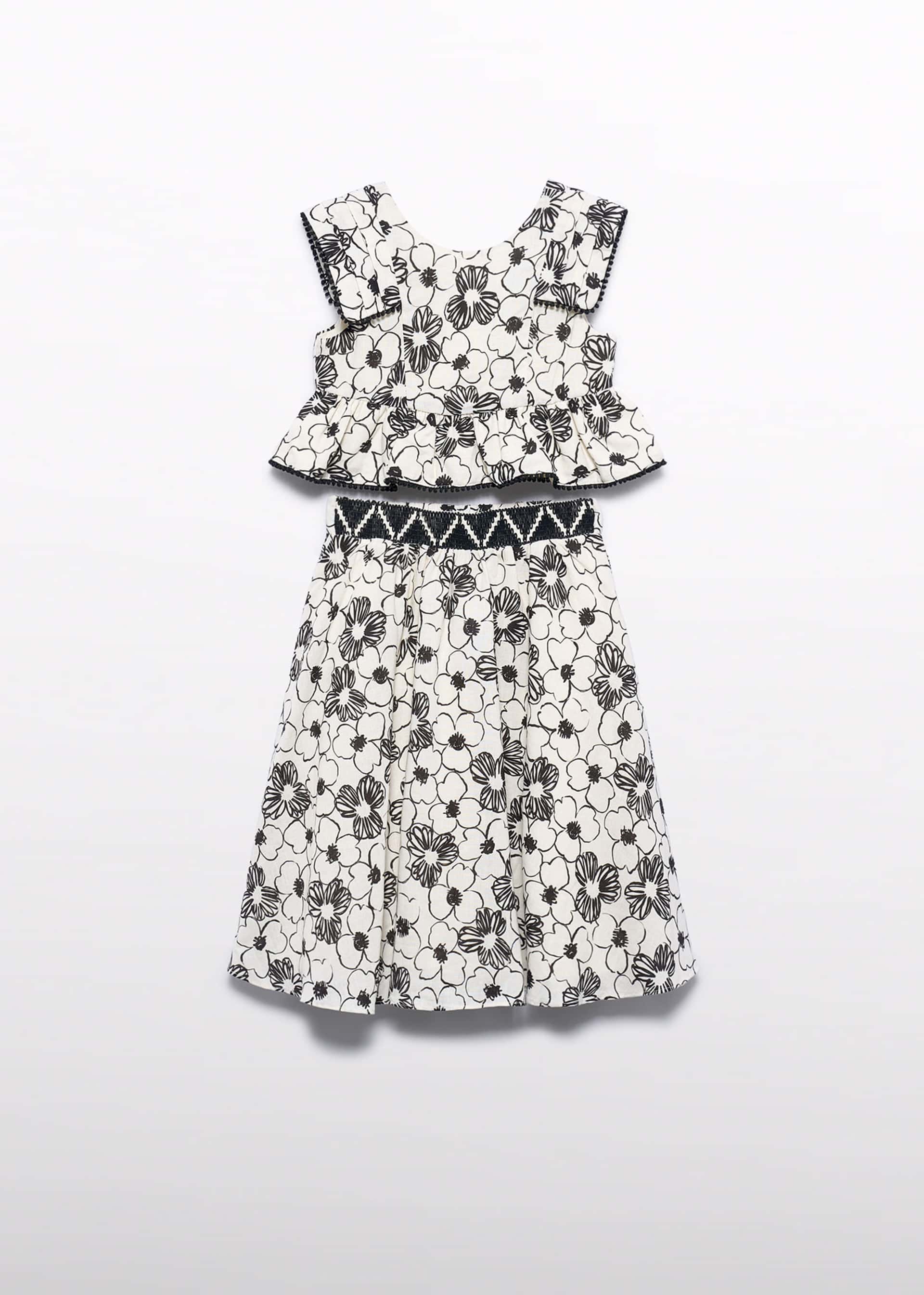 conjunto saia midi estampada menina