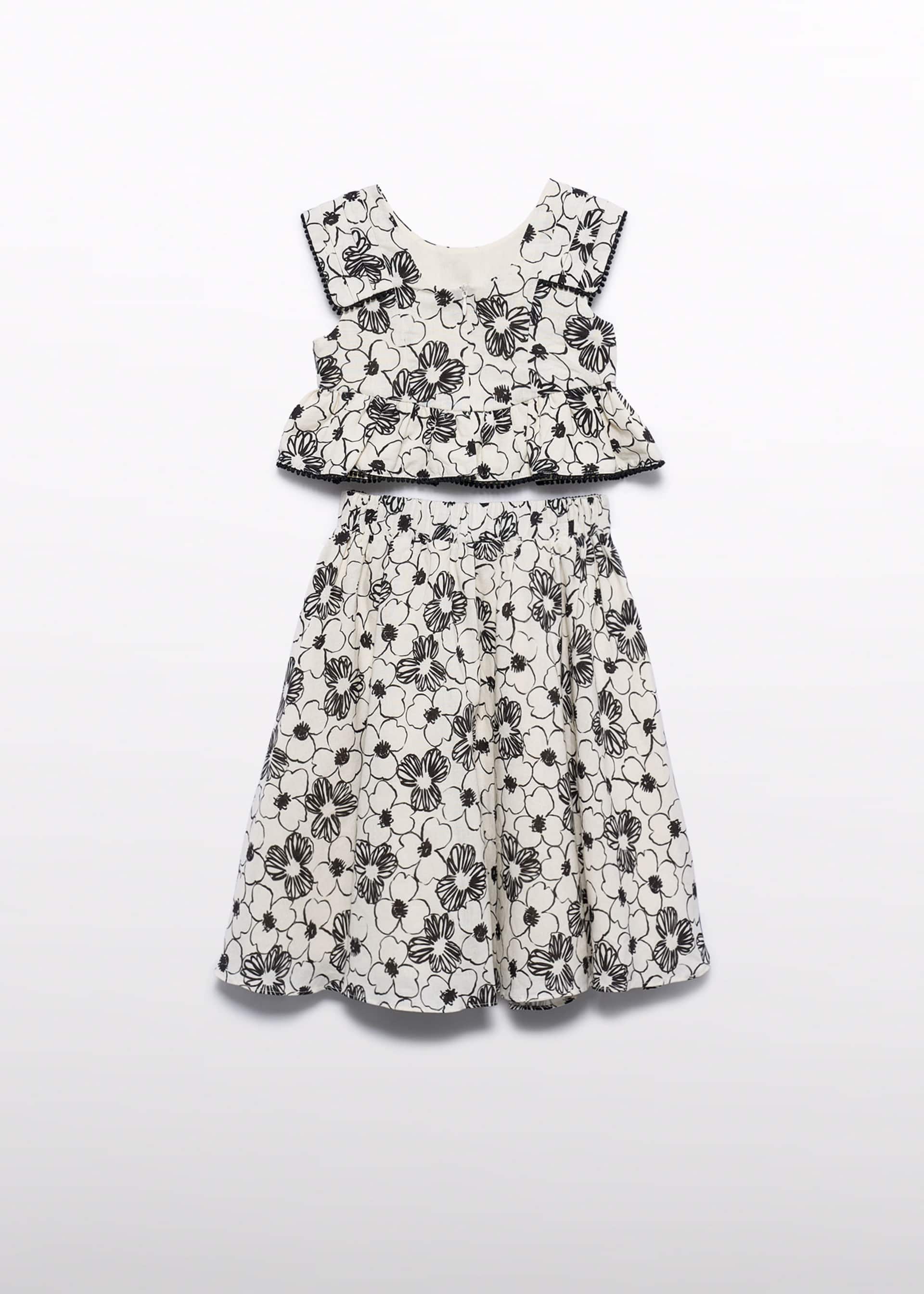 Girl Printed Midi Skirt and Top Set