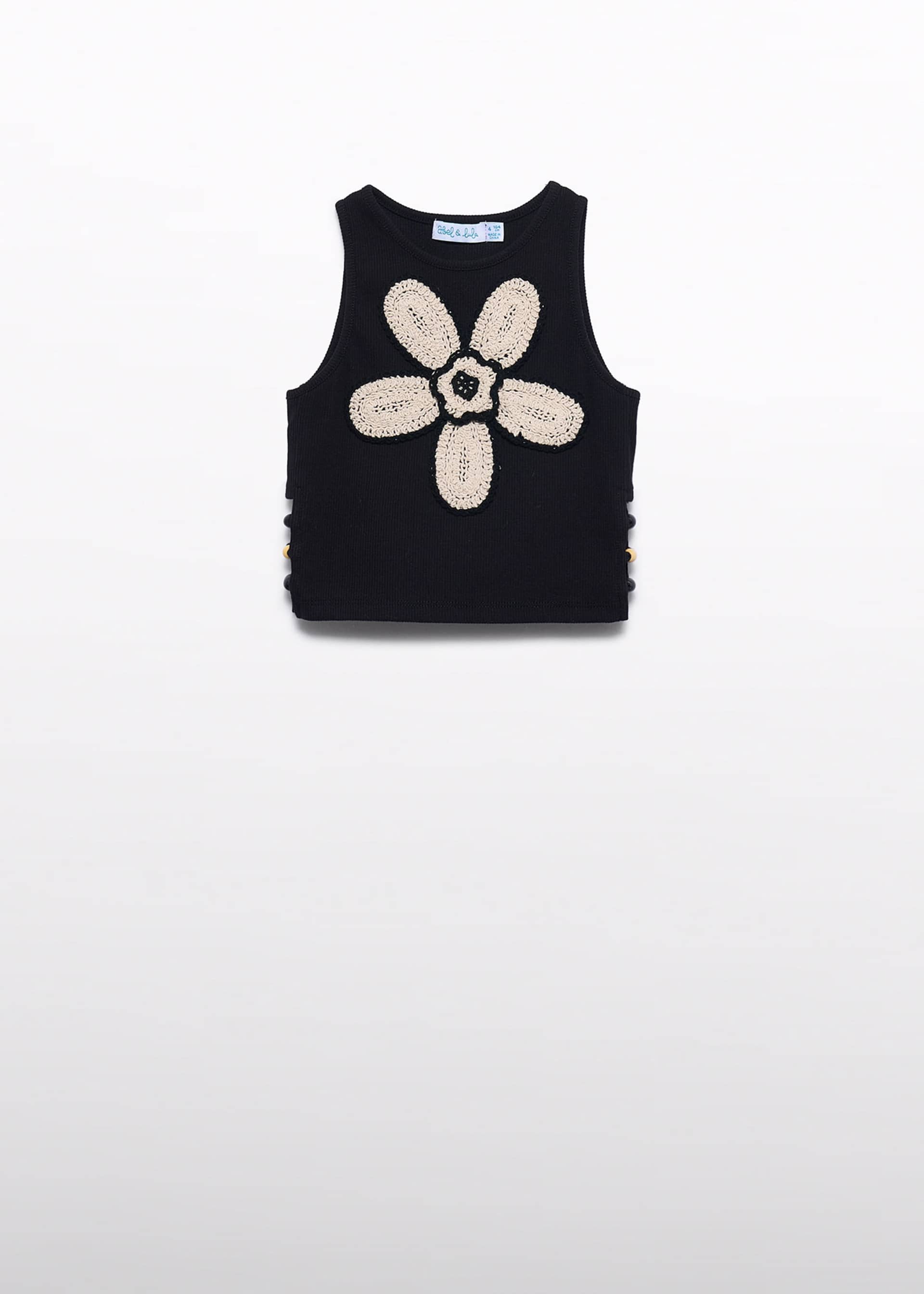 Top punto canale flor crochet niña