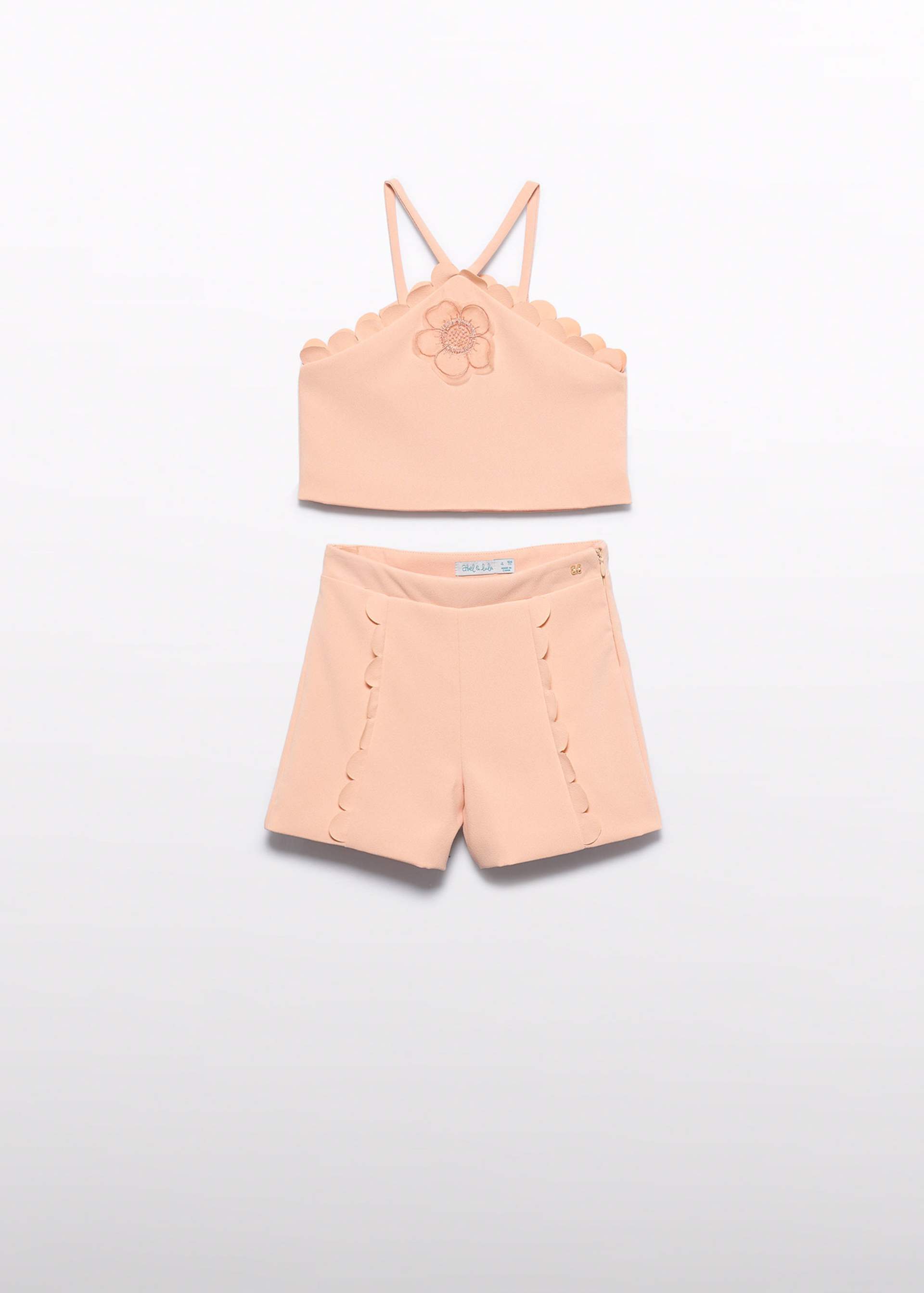 Conjunto bermuda crepe ondas niña